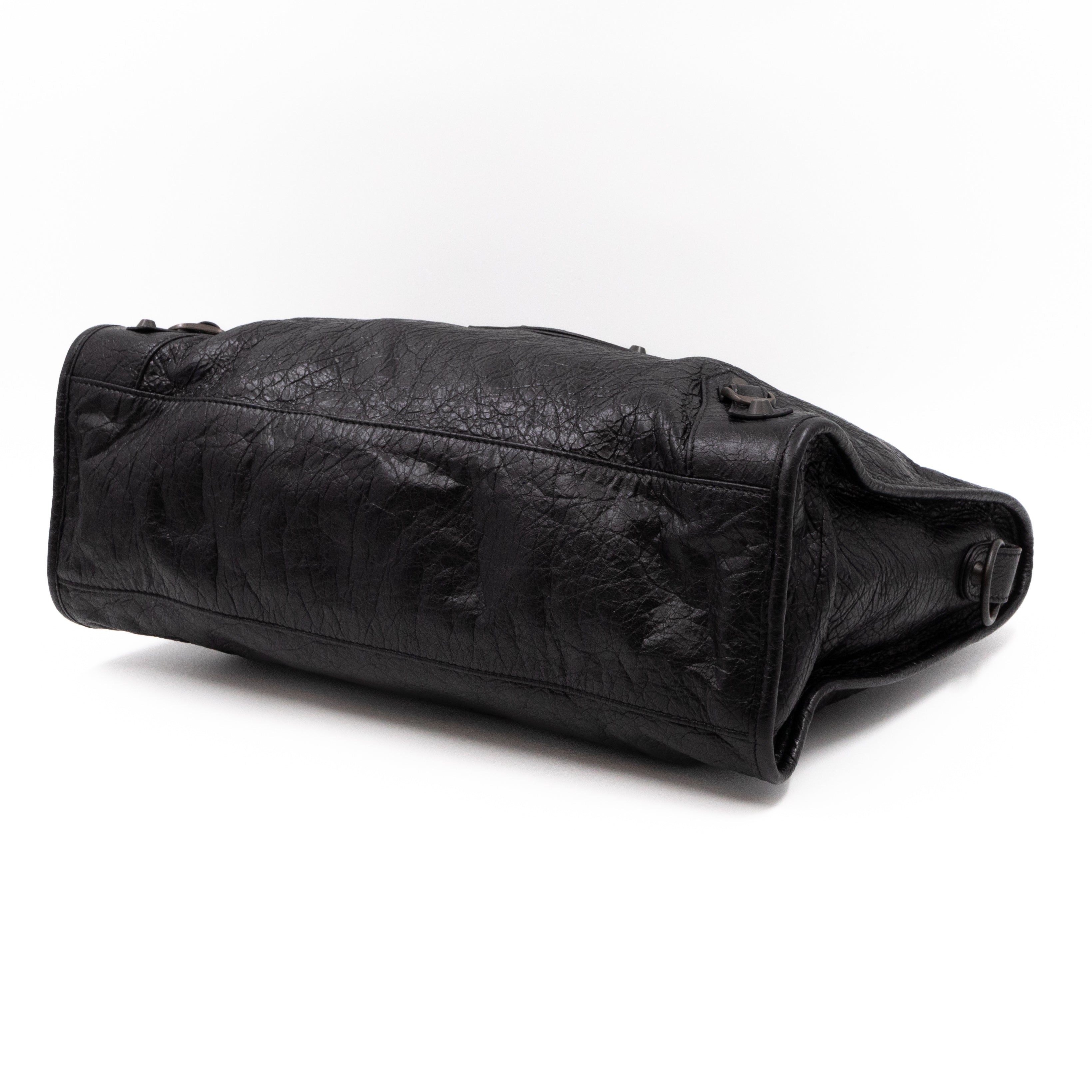Classic City AJ Bag Logo Strap Black Leather