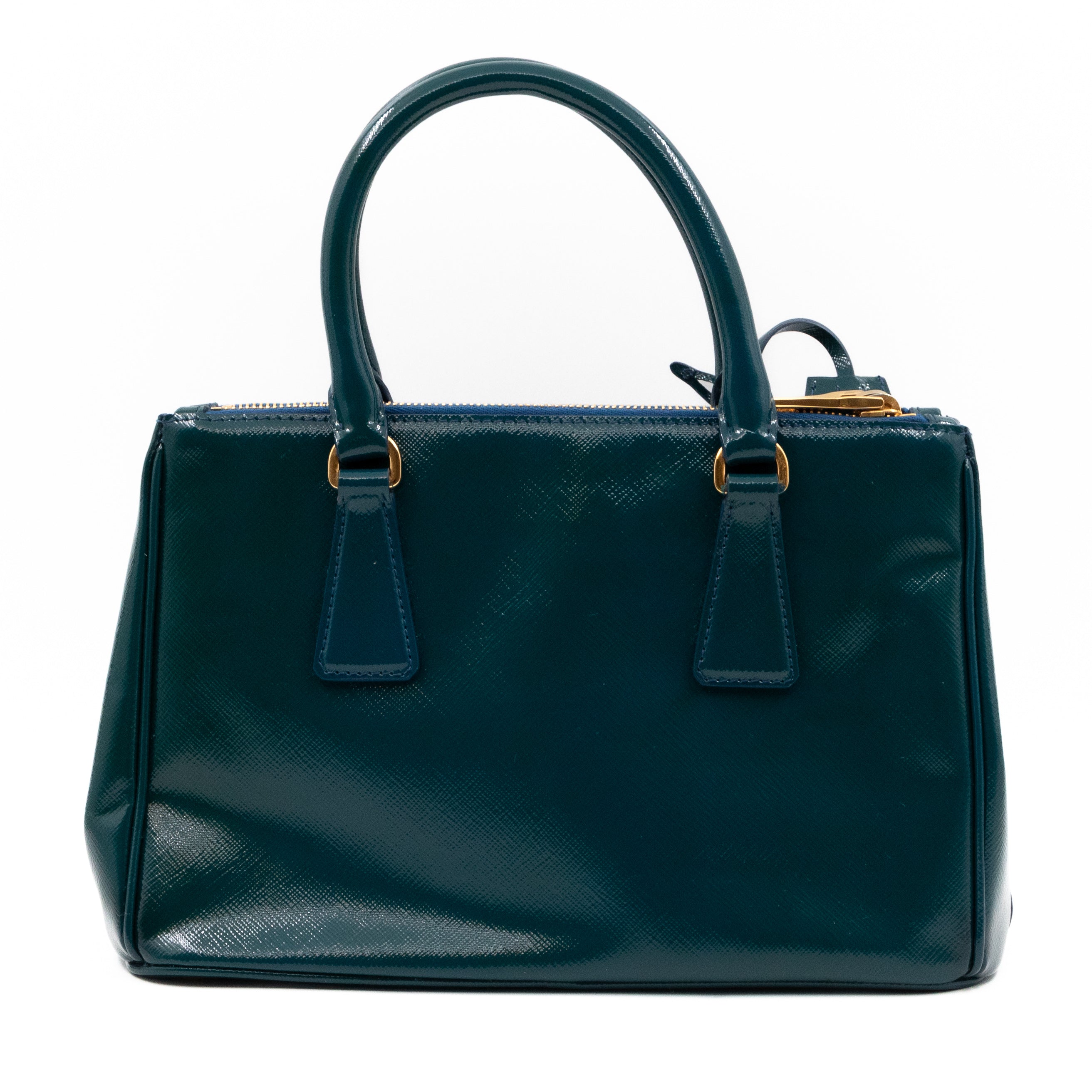 Galleria Small Double Zip Cobalto Saffiano Vernice