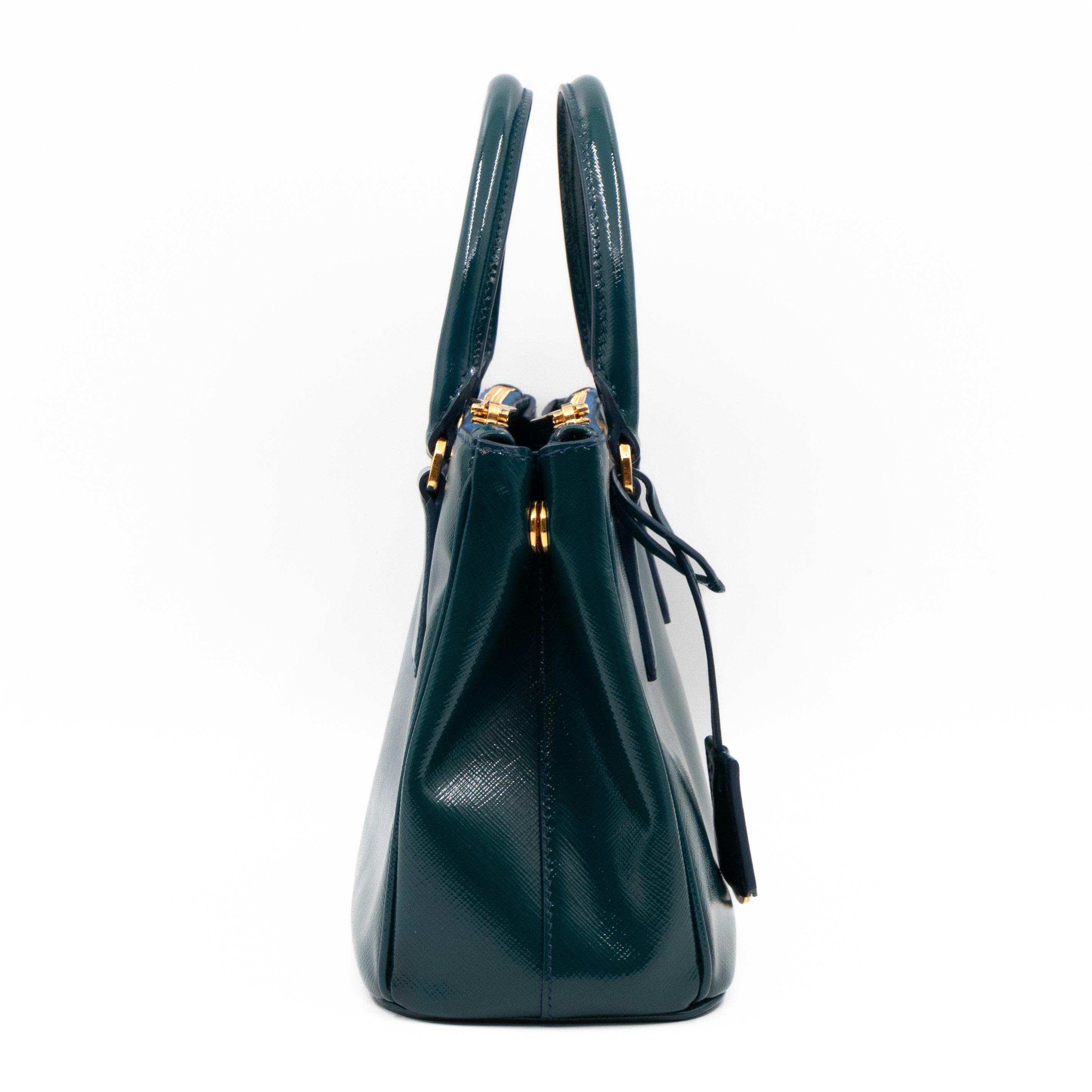 Galleria Small Double Zip Cobalto Saffiano Vernice