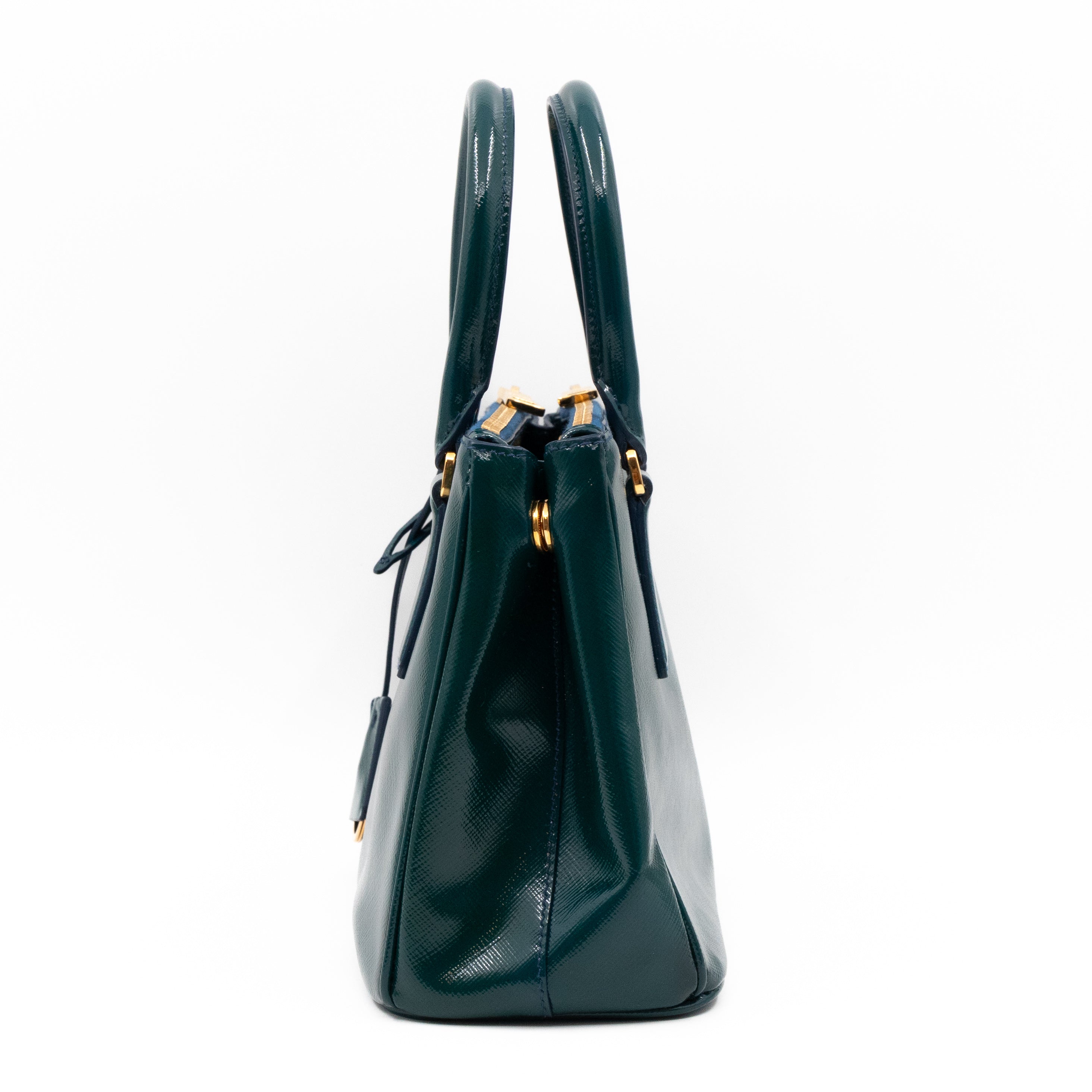 Galleria Small Double Zip Cobalto Saffiano Vernice