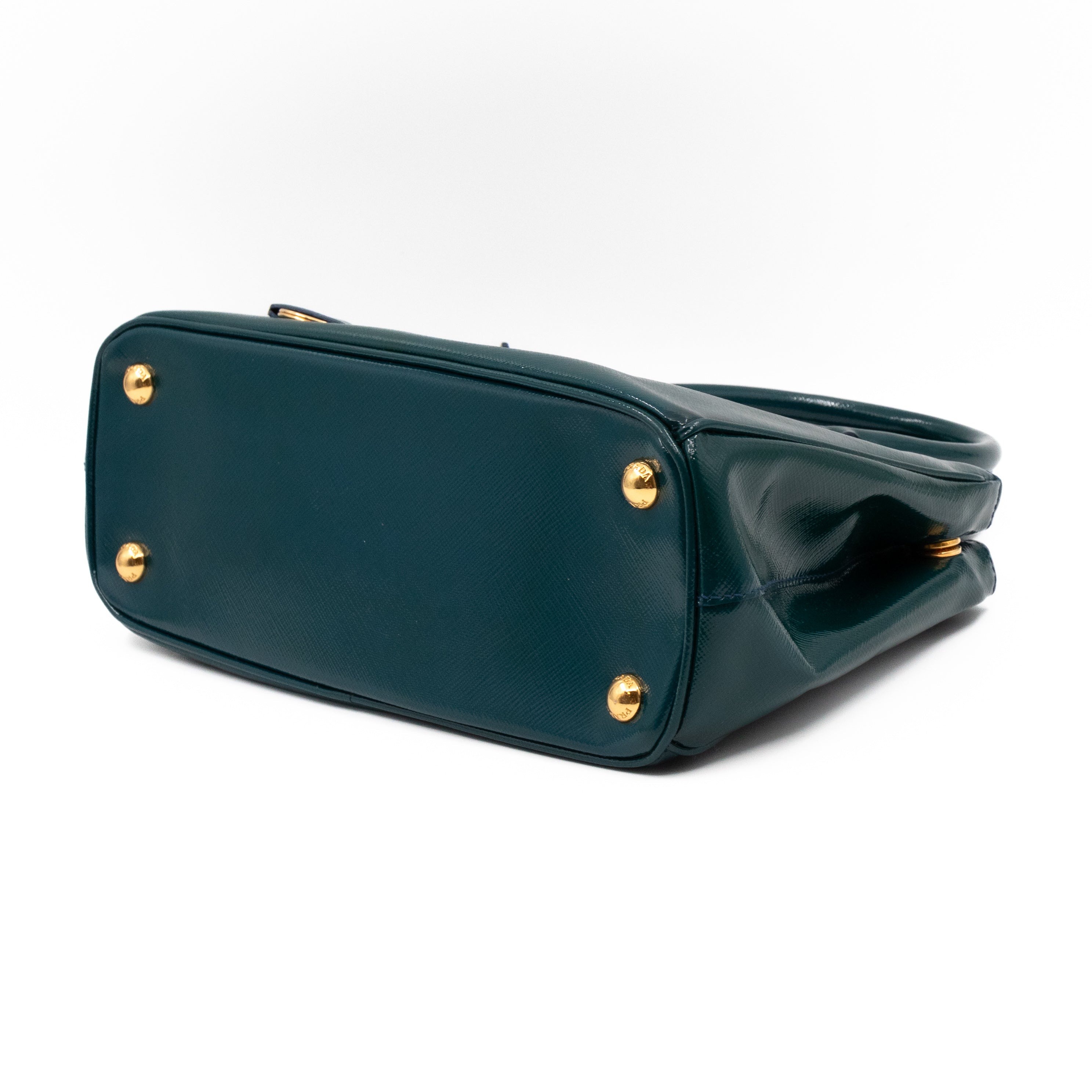 Galleria Small Double Zip Cobalto Saffiano Vernice