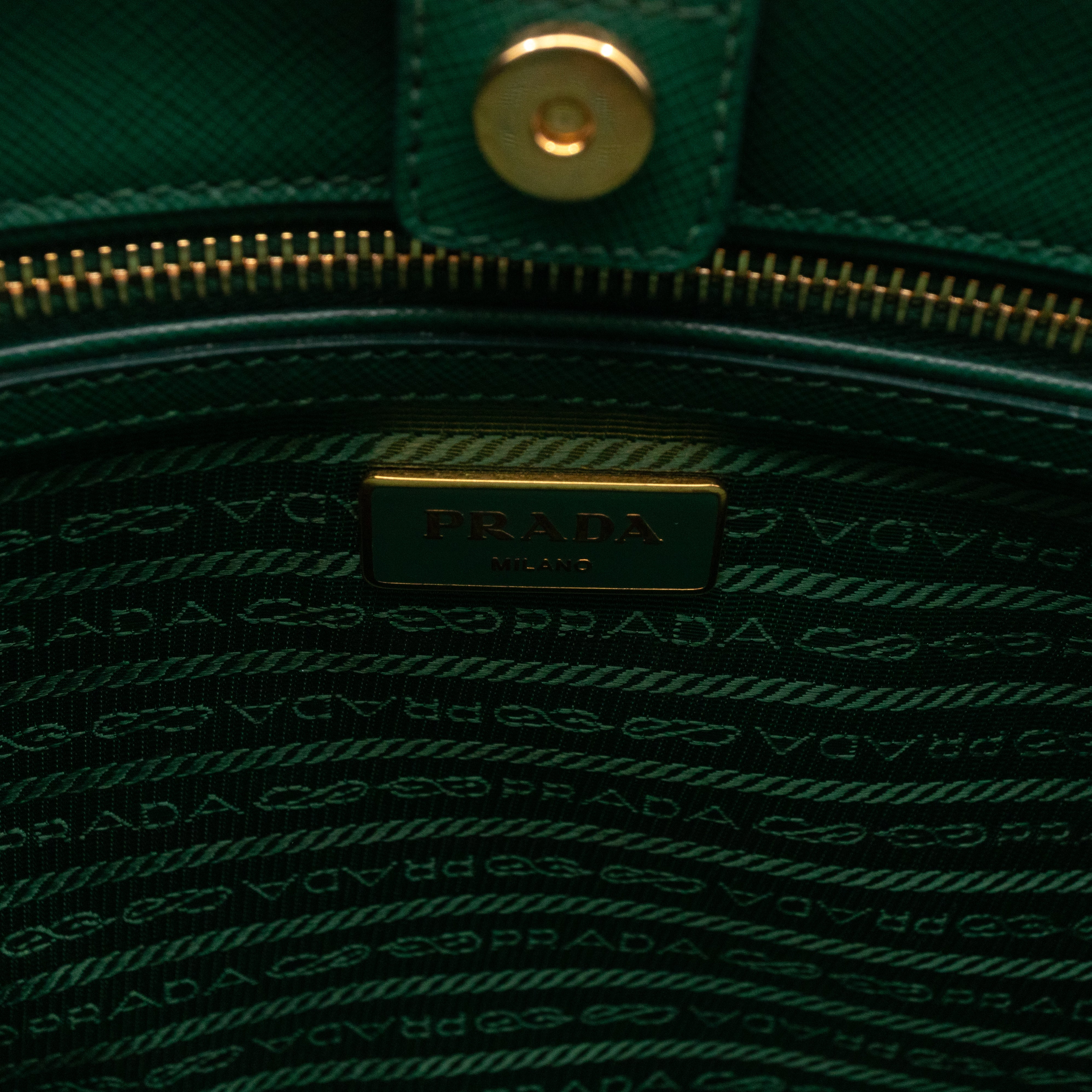Galleria Medium Single Zip Green Saffiano