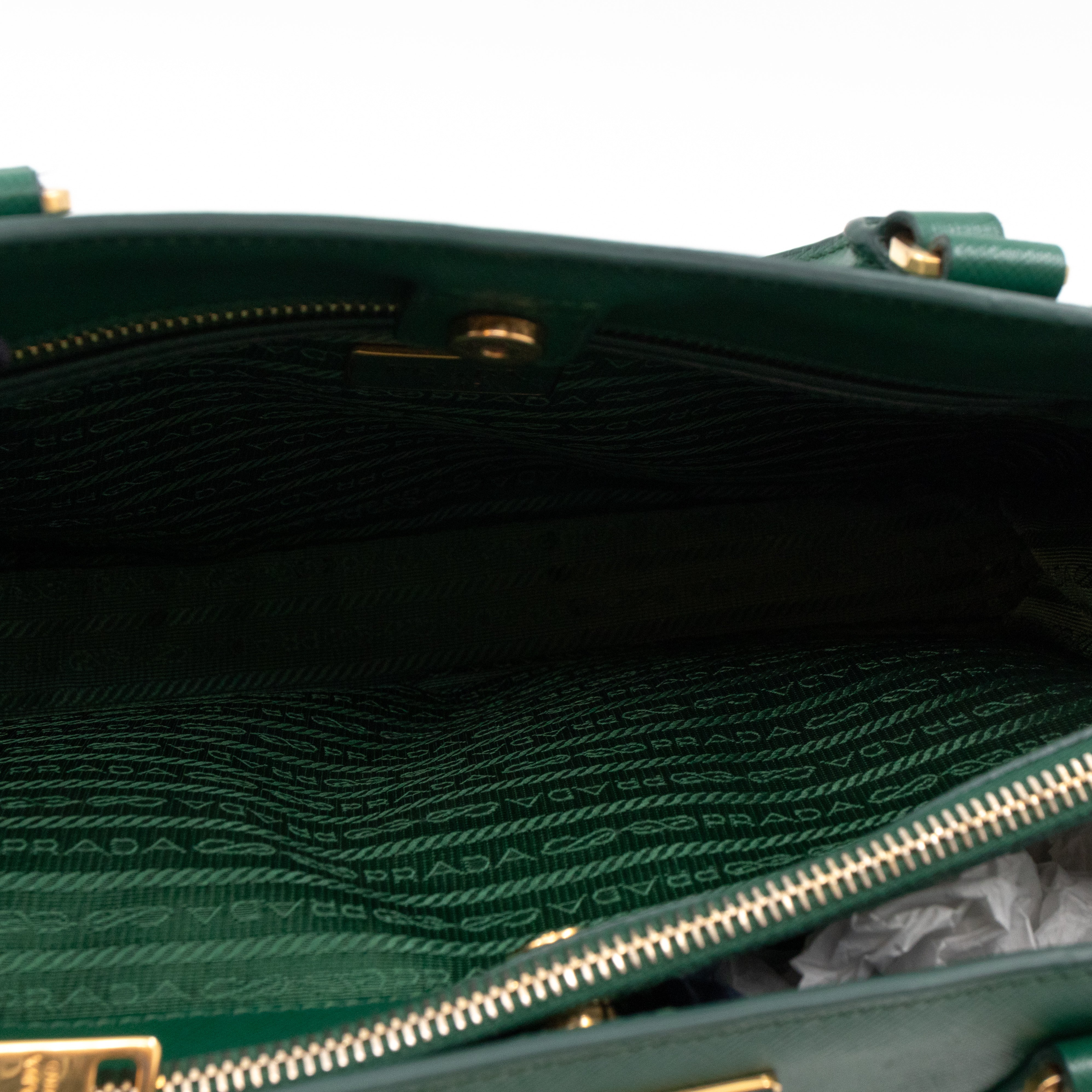 Galleria Medium Single Zip Green Saffiano