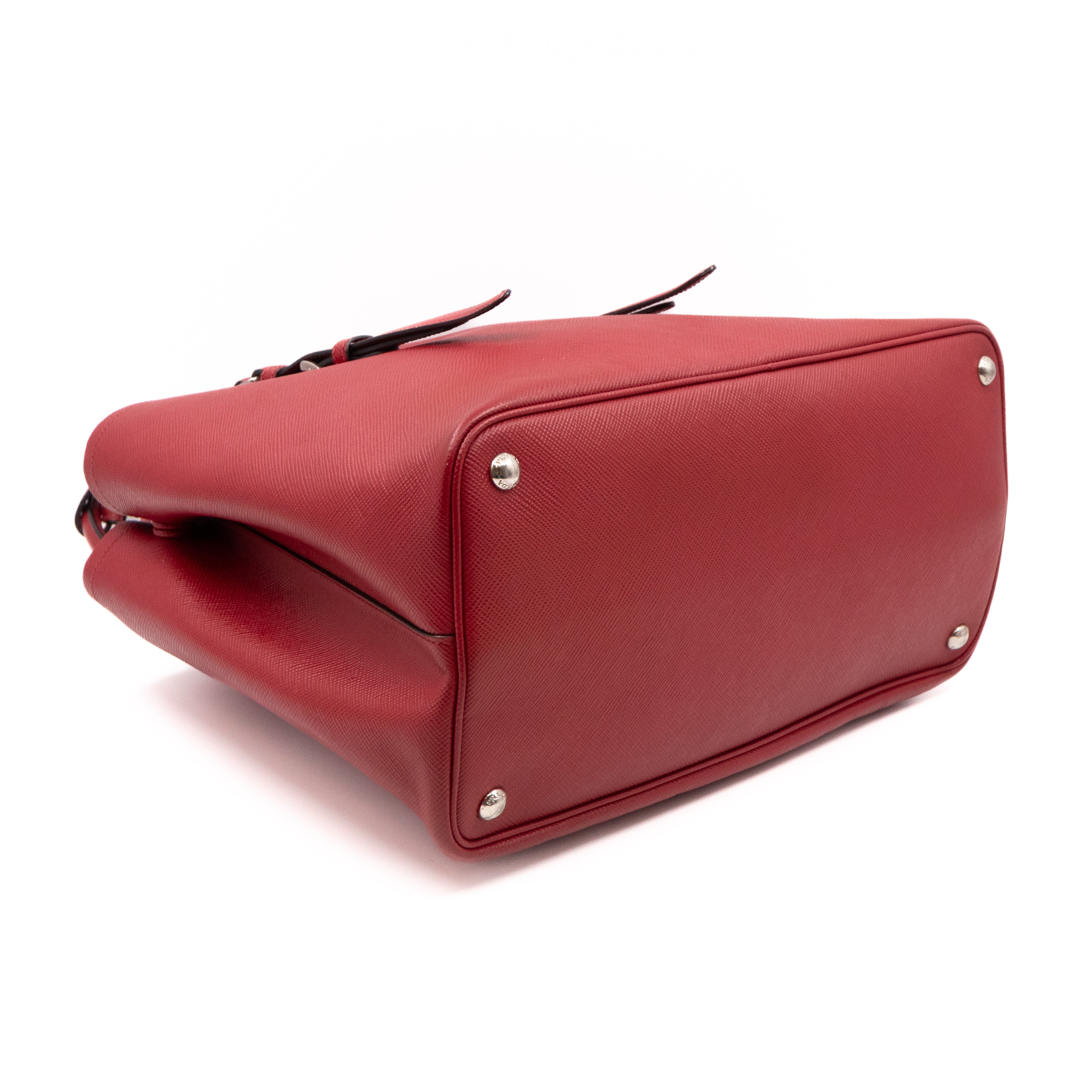 Double Bag Large Red Saffiano Leather