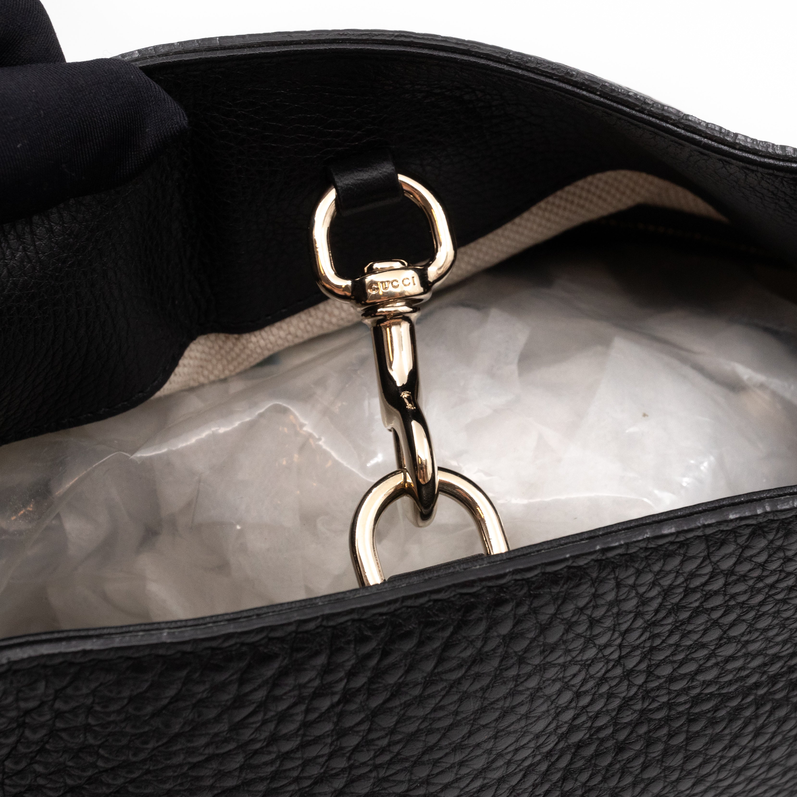 Soho Tassel Chain Tote Black Leather