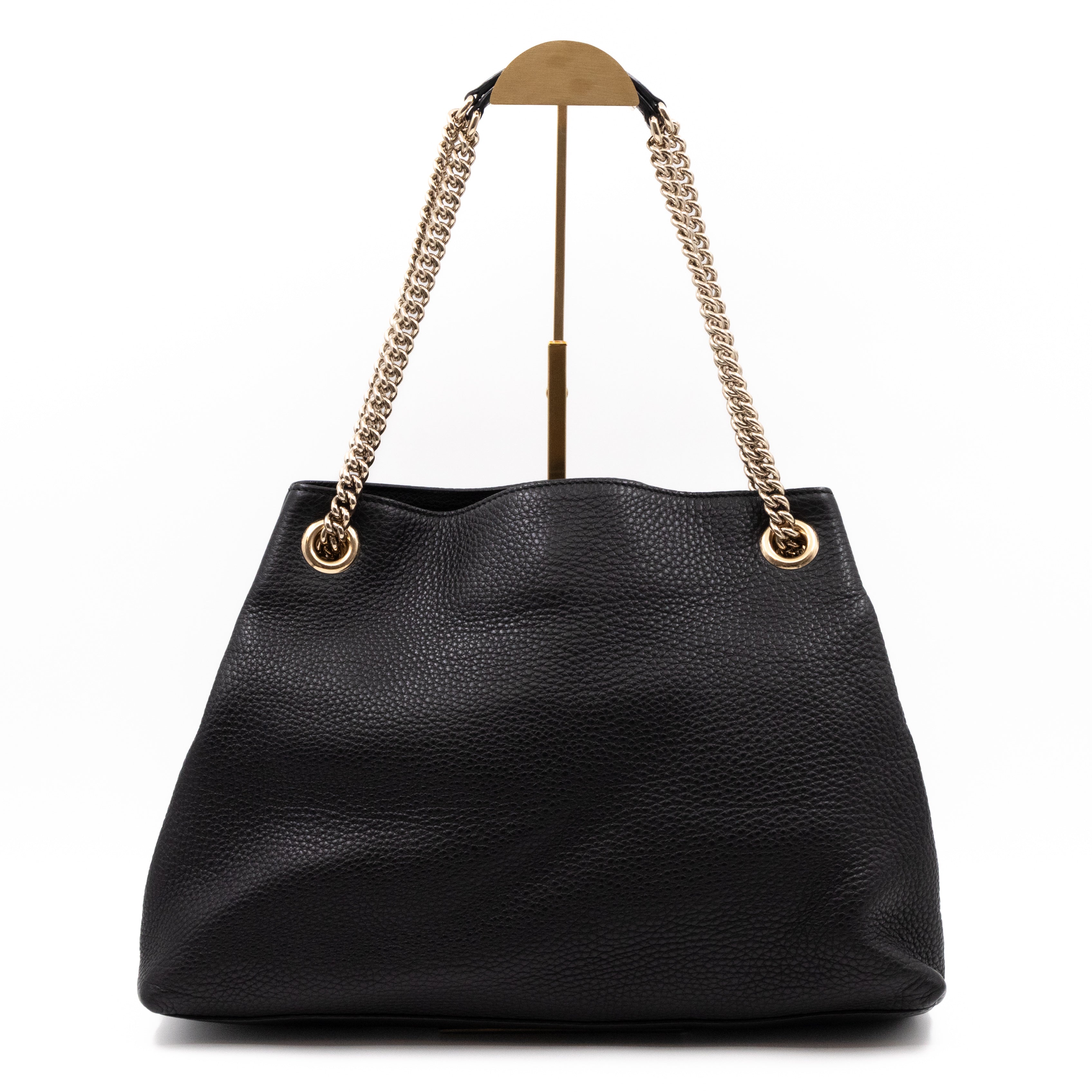 Soho Tassel Chain Tote Black Leather