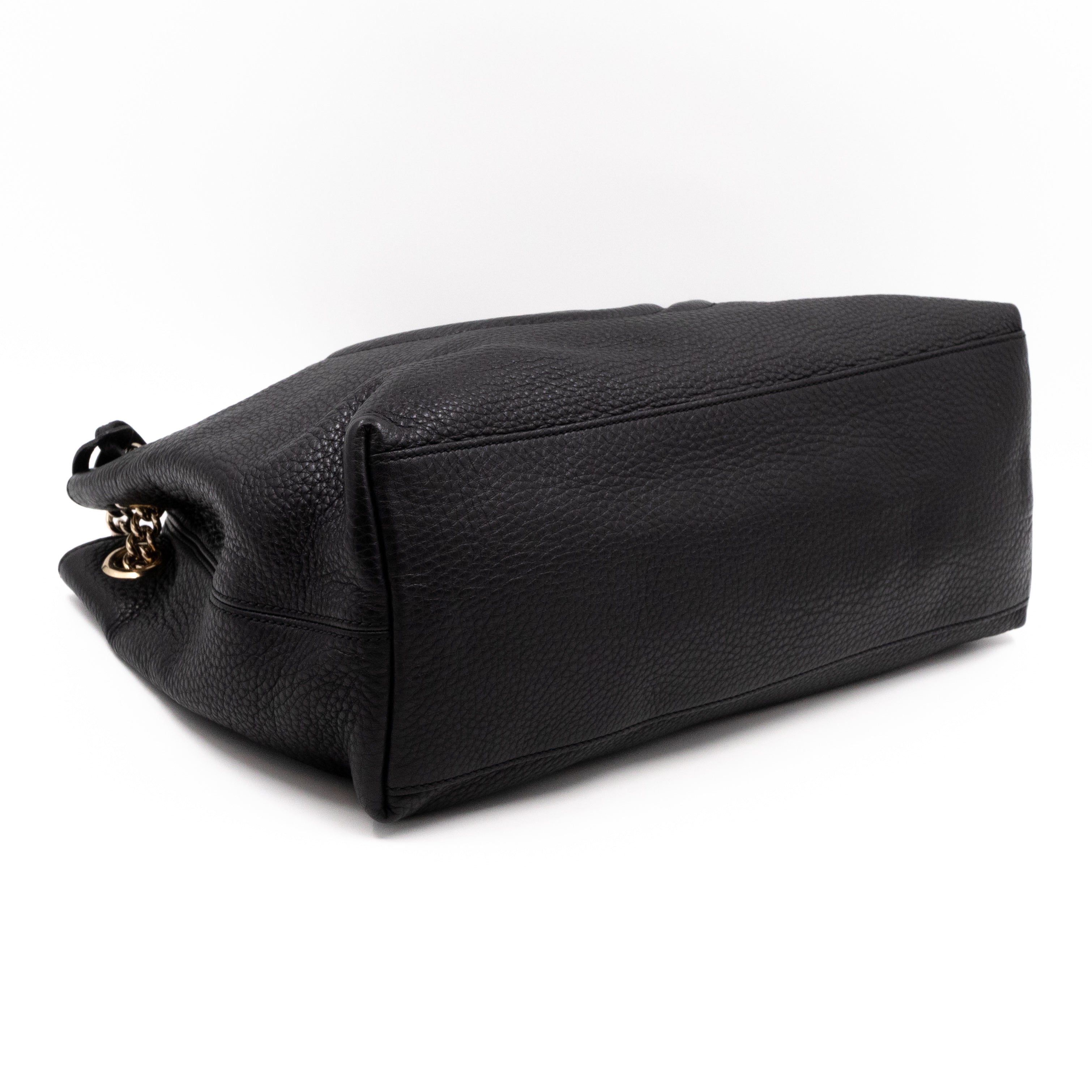 Soho Tassel Chain Tote Black Leather