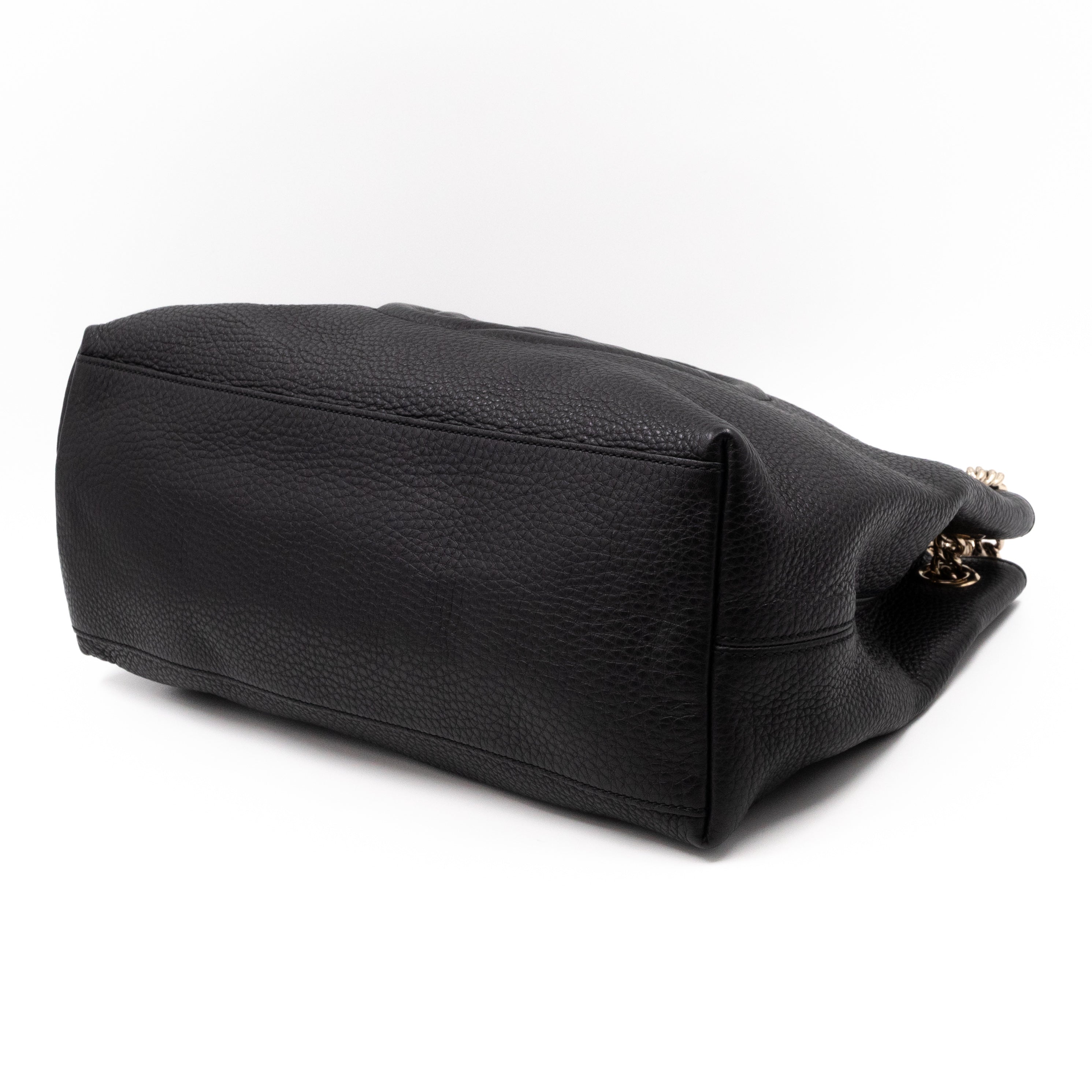 Soho Tassel Chain Tote Black Leather