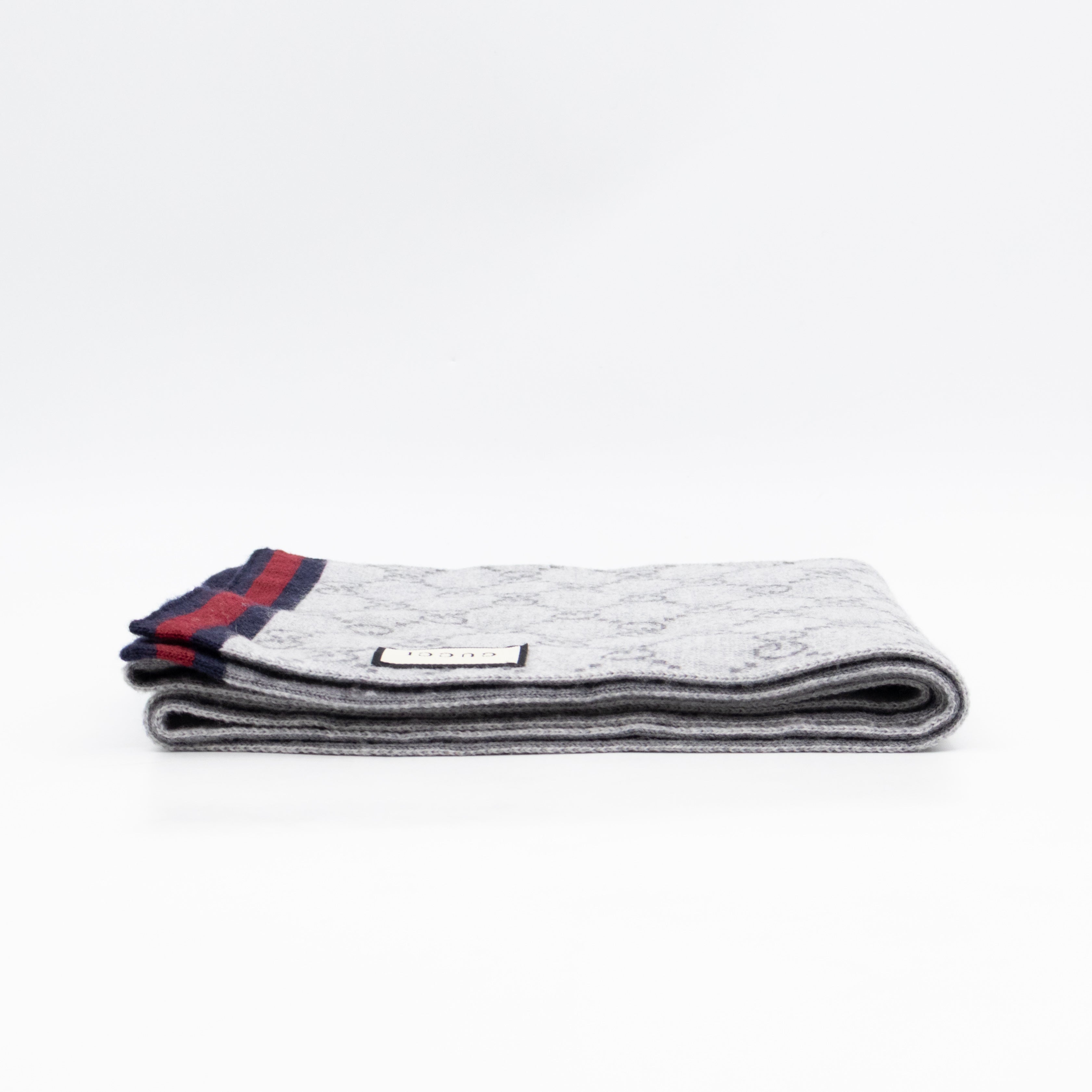 GG Long Wool Scarf Gray