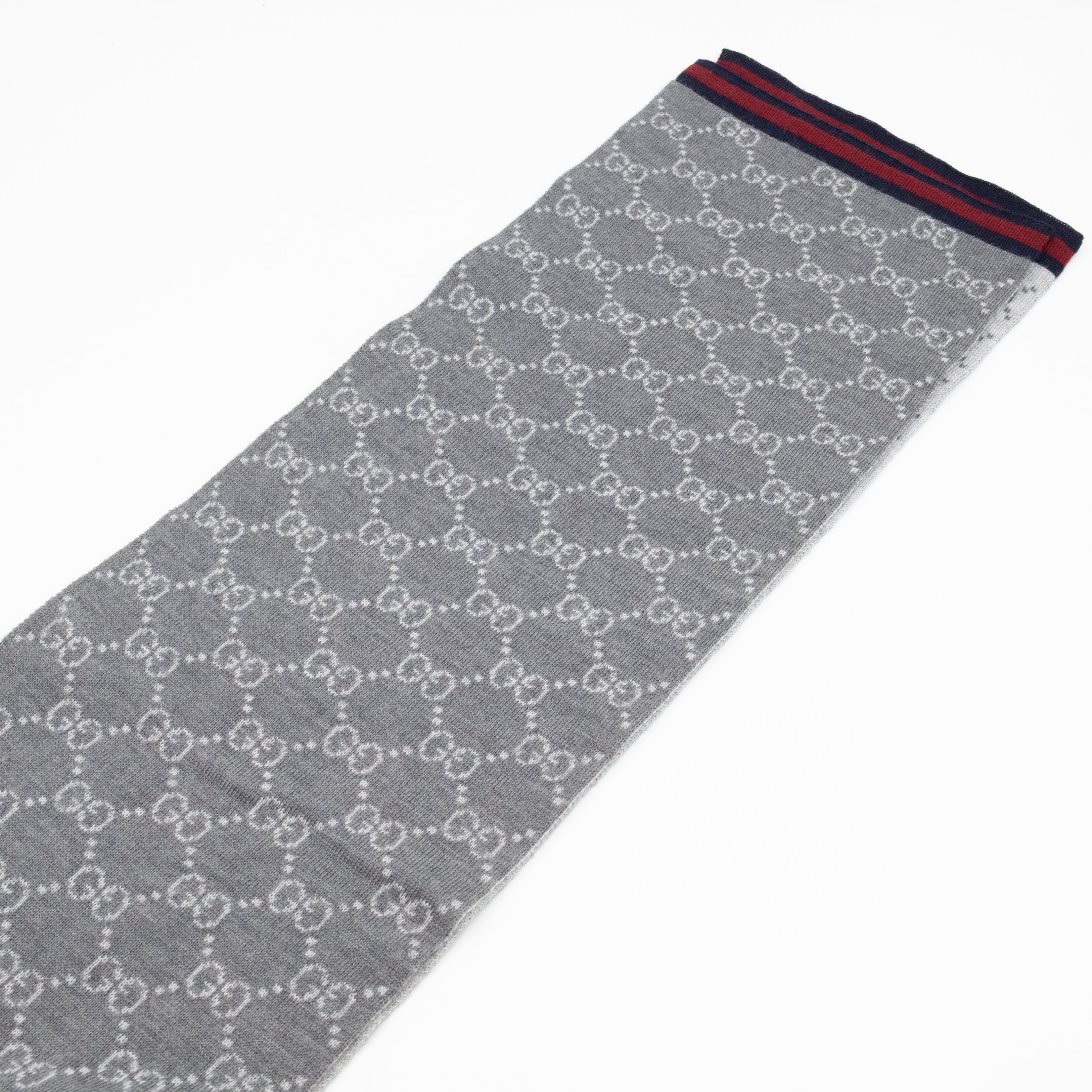 GG Long Wool Scarf Gray