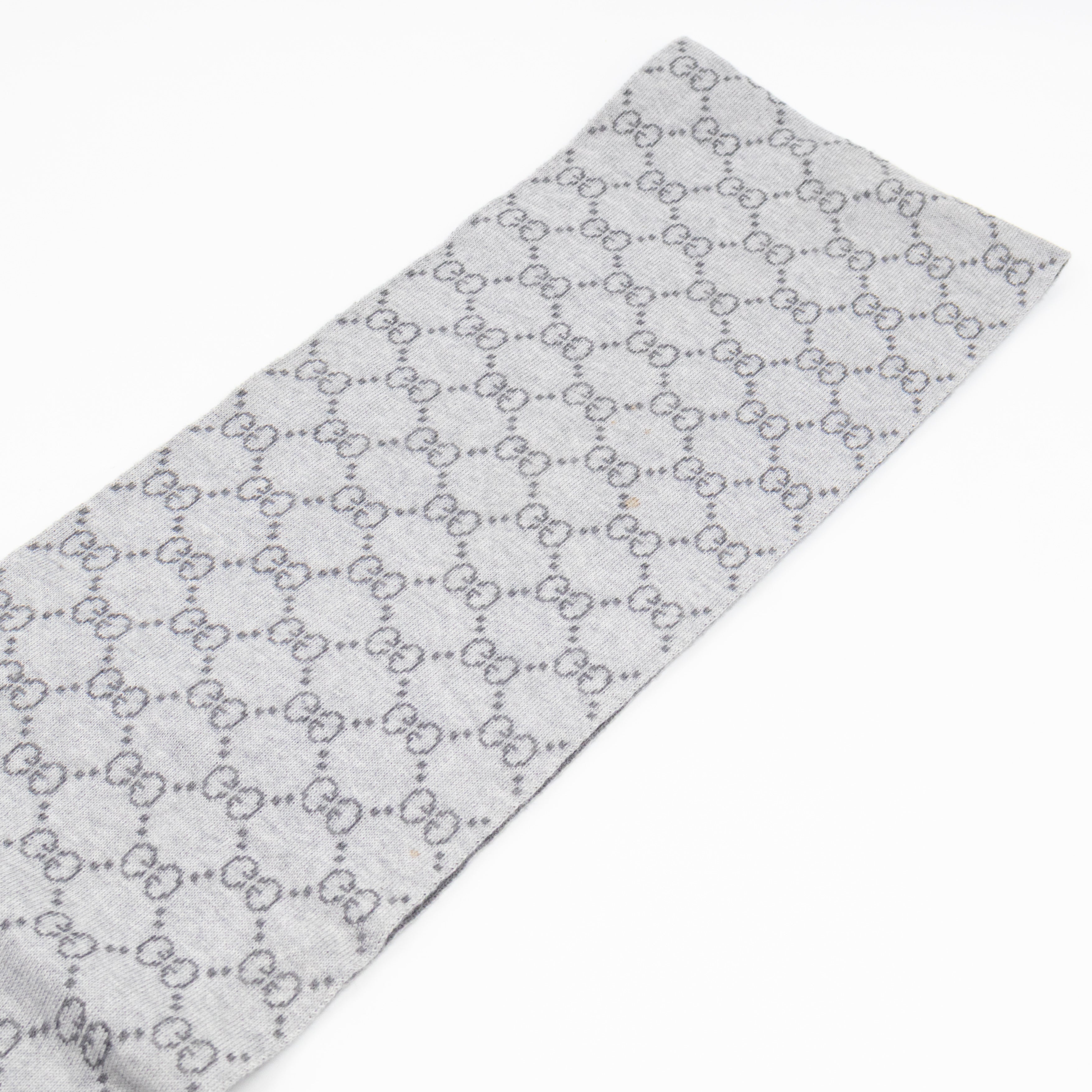 GG Long Wool Scarf Gray