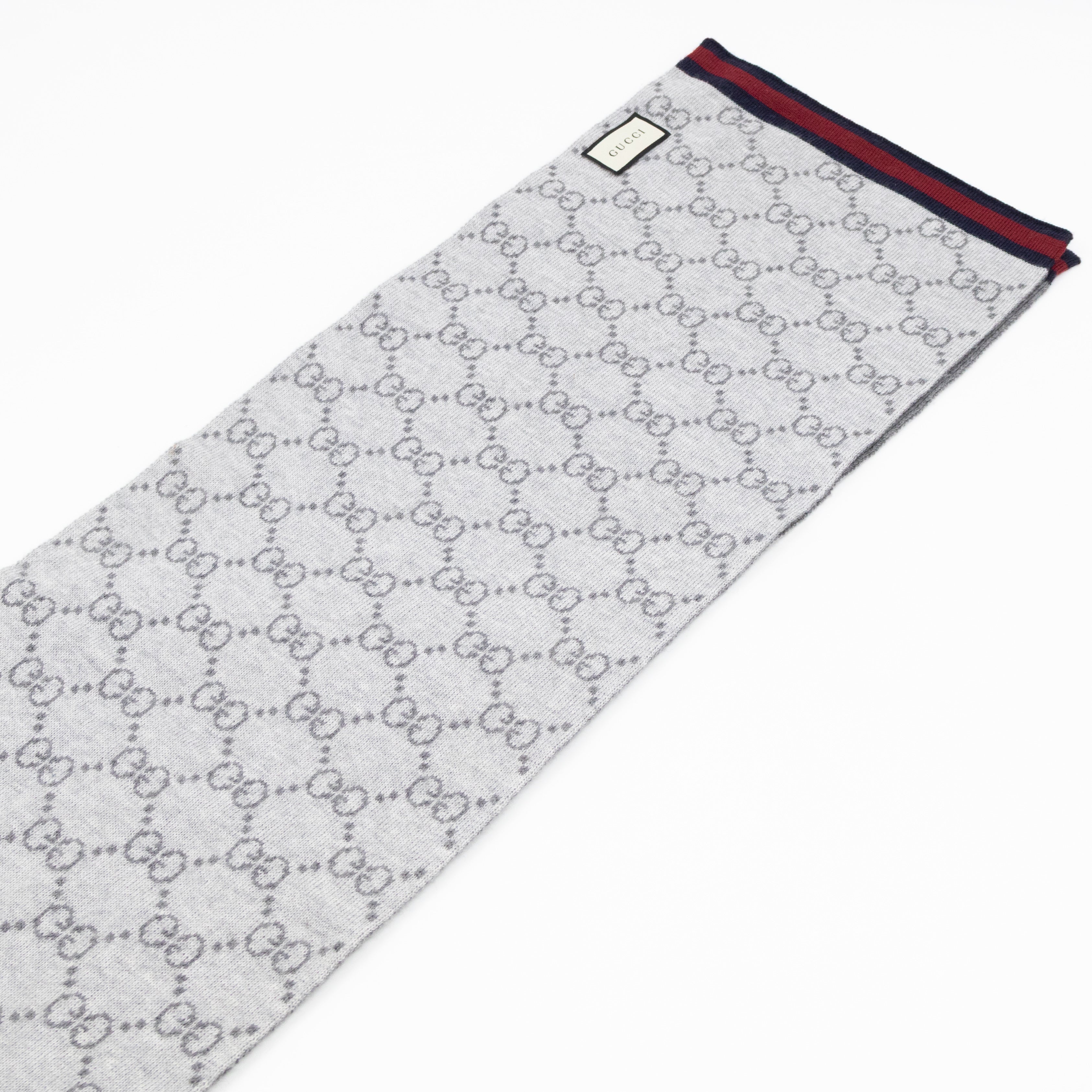 GG Long Wool Scarf Gray