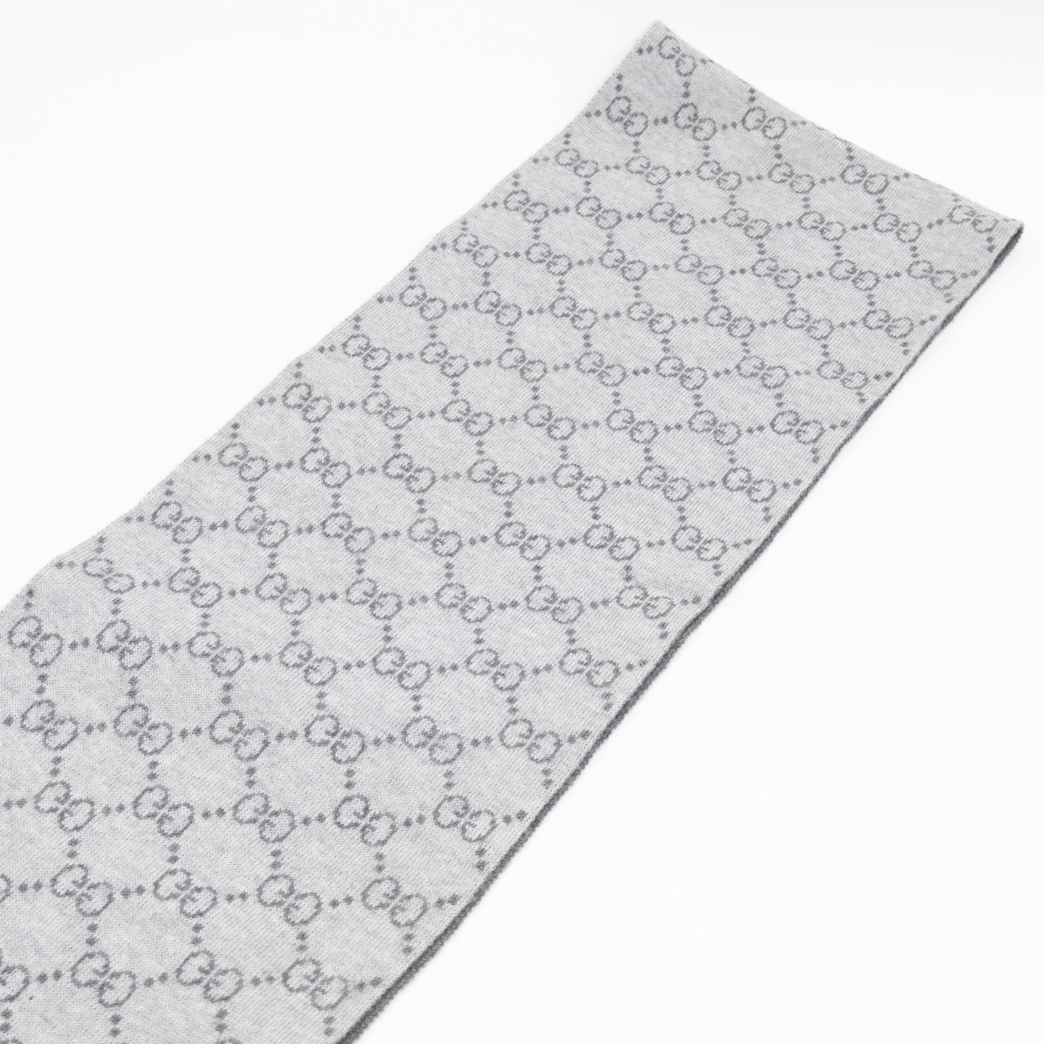 GG Long Wool Scarf Gray