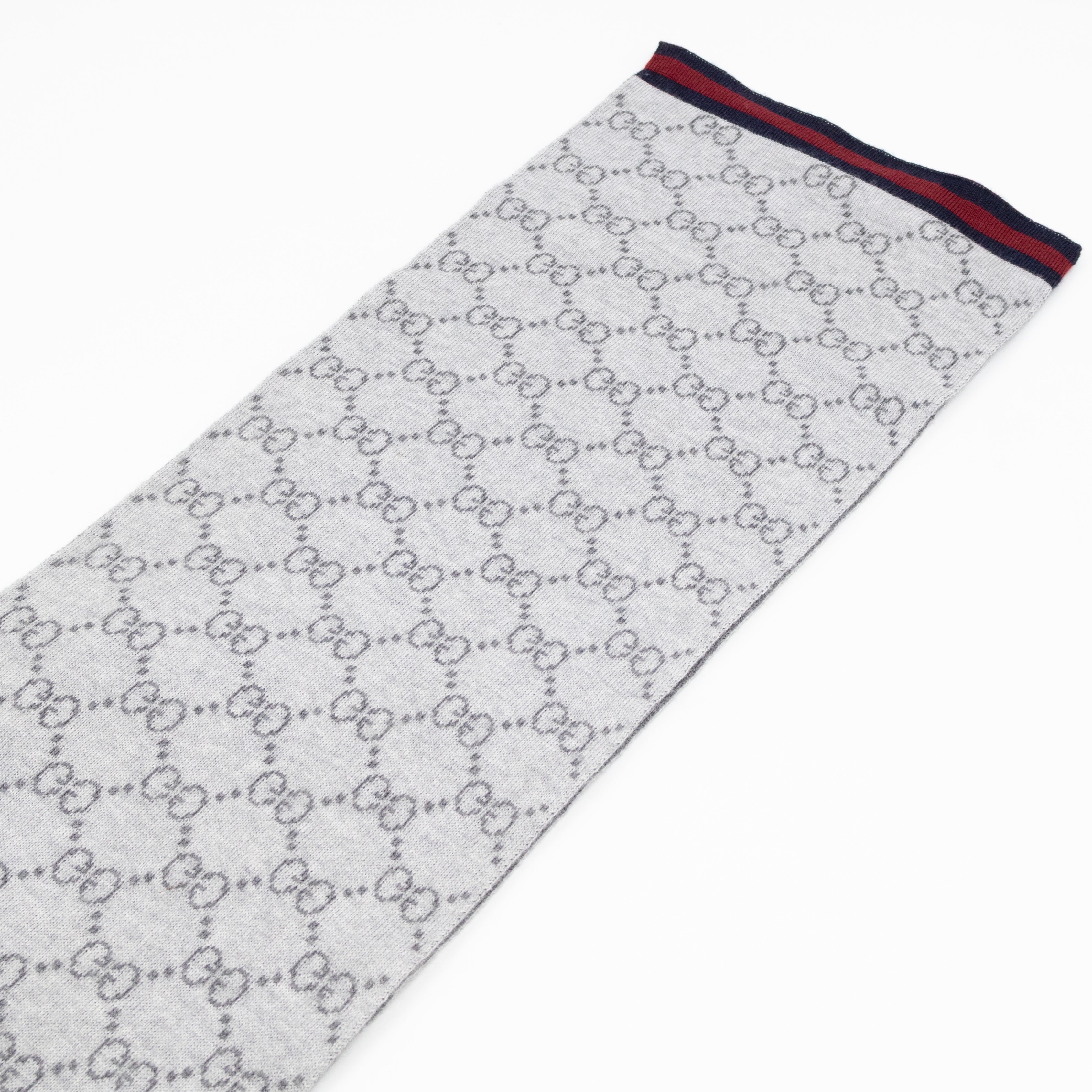 GG Long Wool Scarf Gray