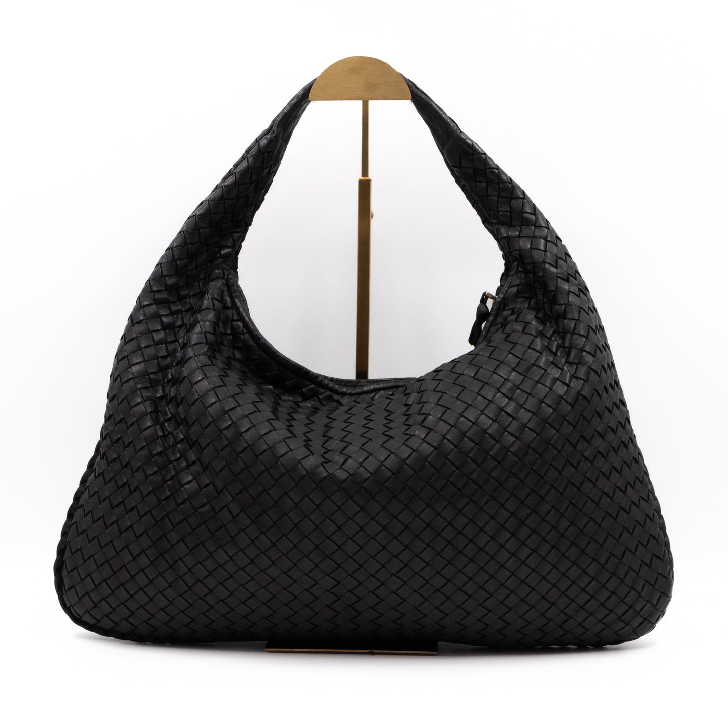 Veneta Hobo Bag Intrecciato Black Leather