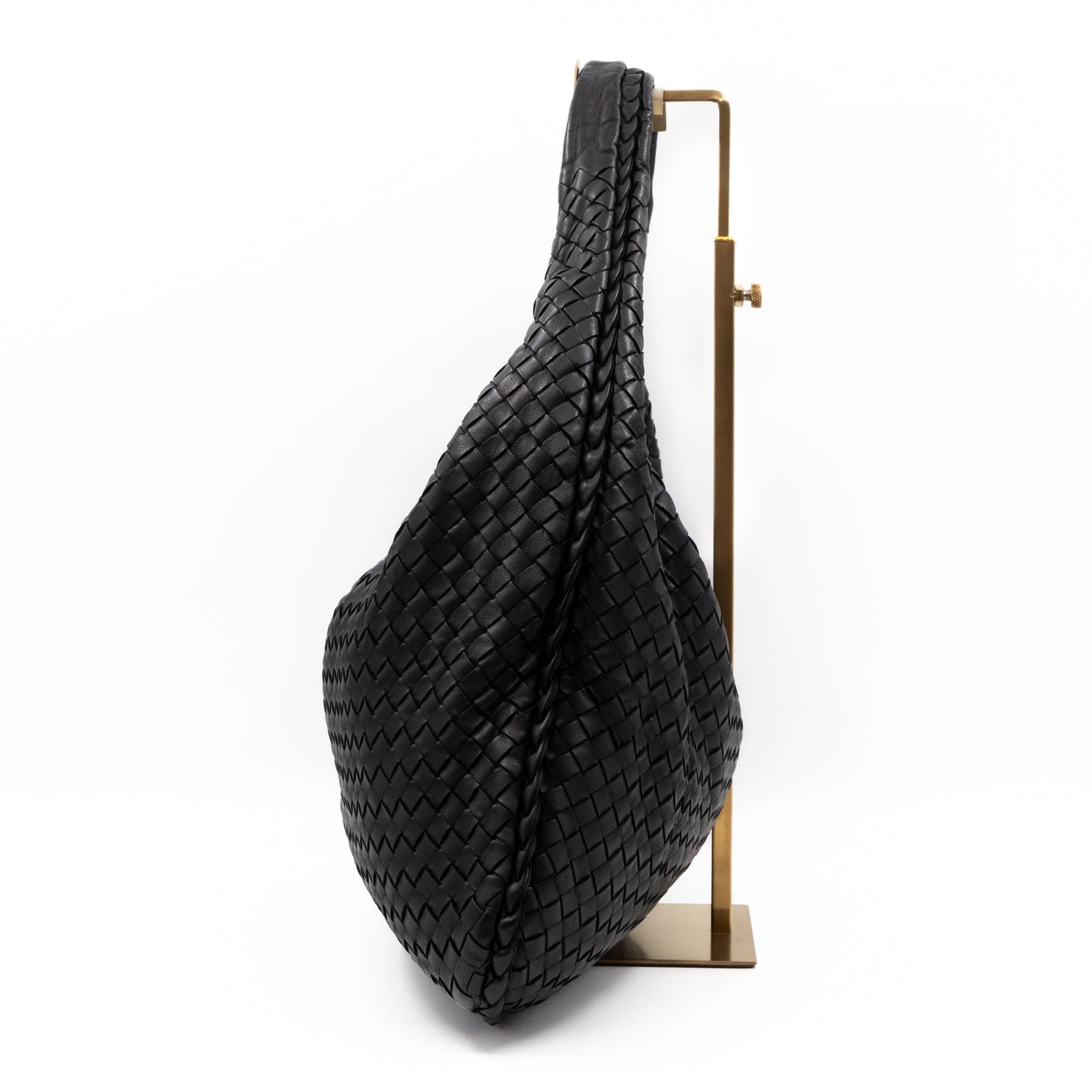Veneta Hobo Bag Intrecciato Black Leather