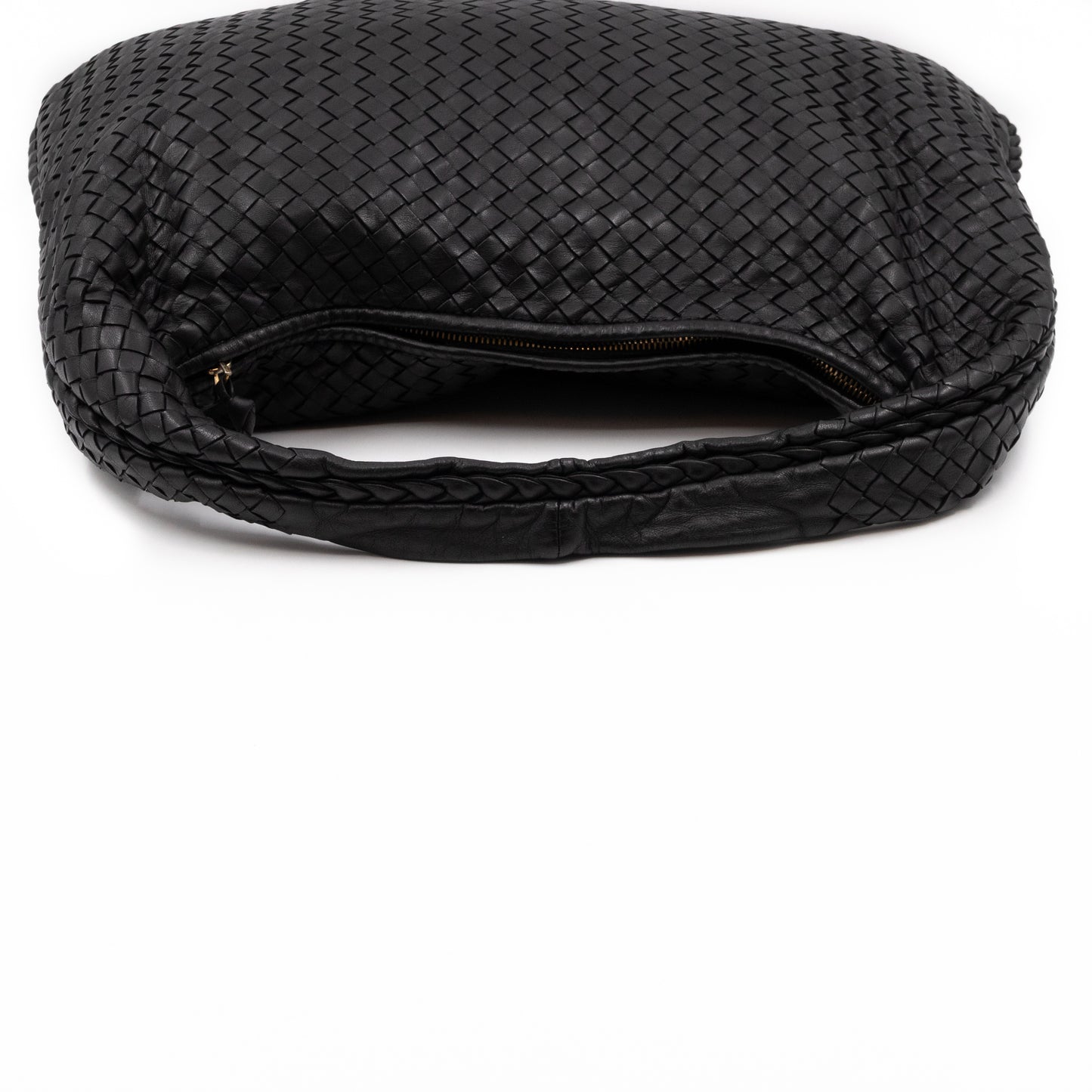 Veneta Hobo Bag Intrecciato Black Leather