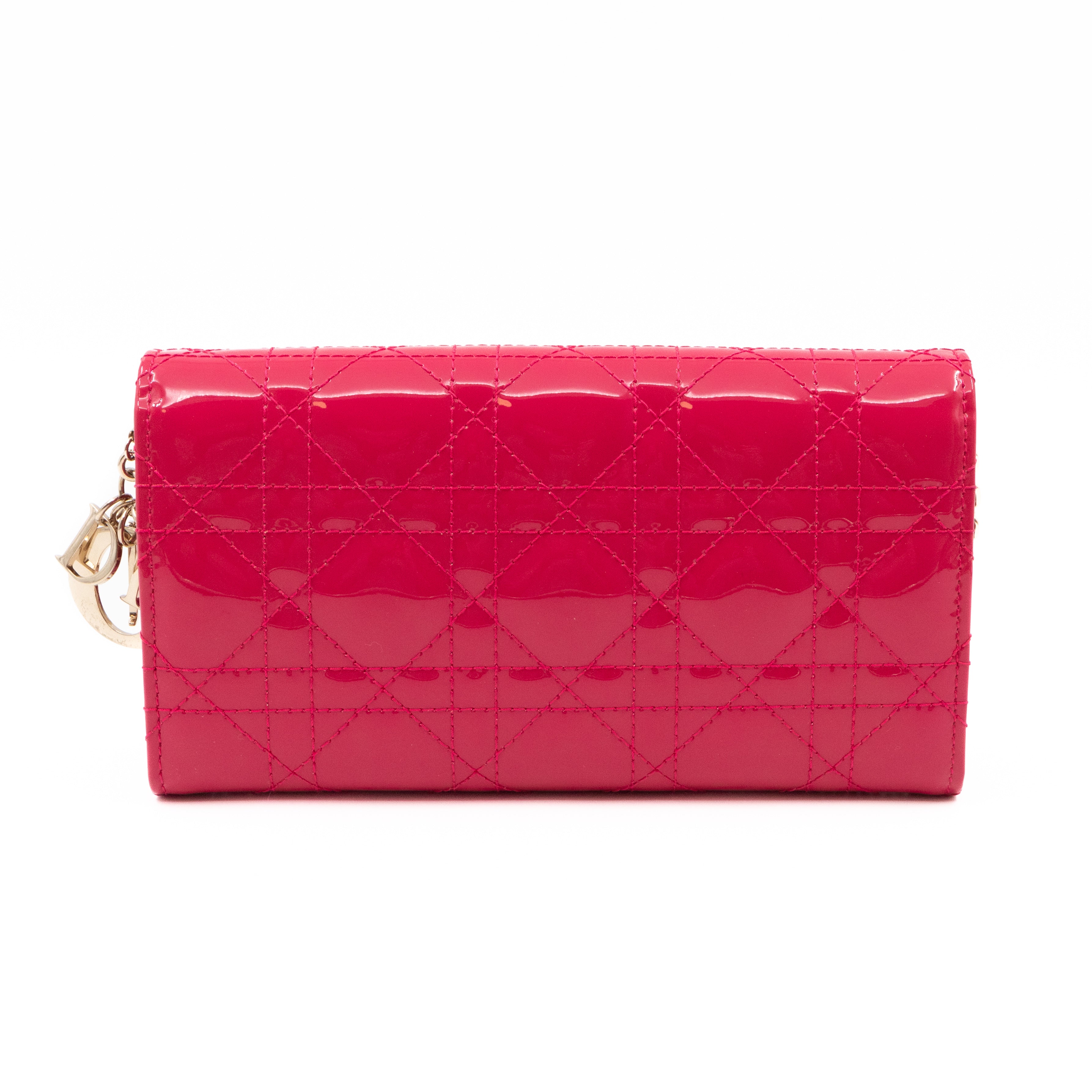 Lady Dior Wallet on Chain Pink Patent Leather