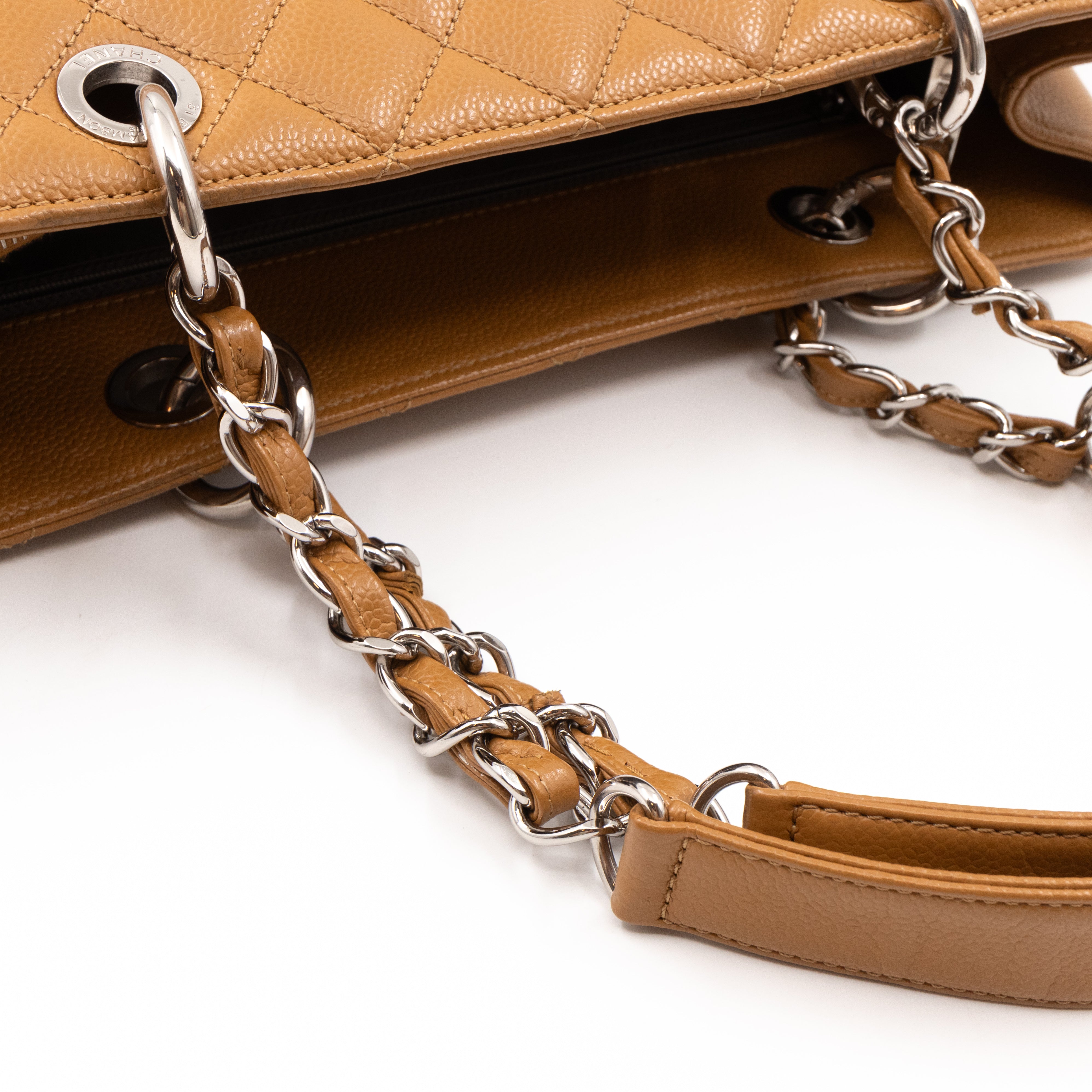 GST Grand Shopping Tote Dark Beige Caviar Silver