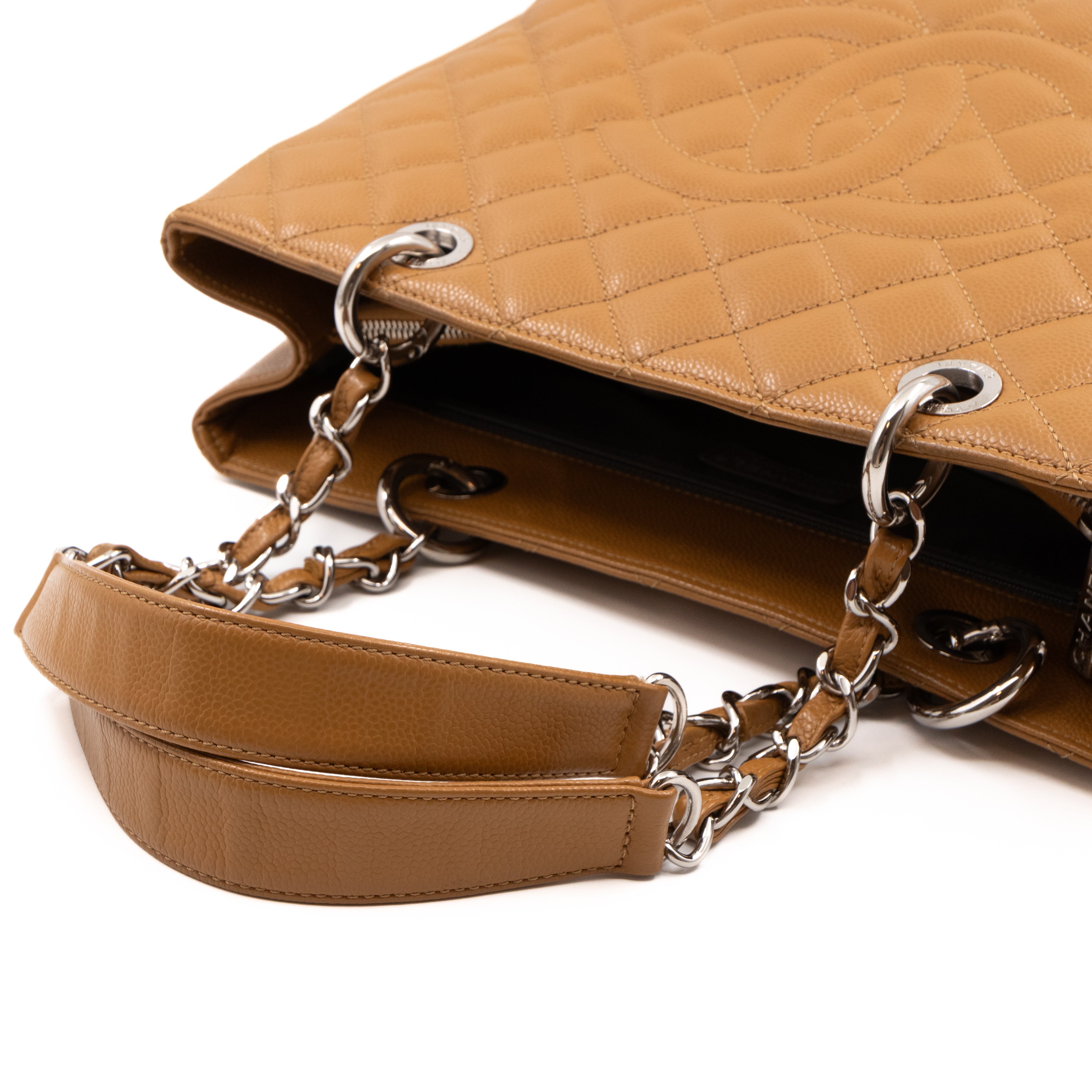 GST Grand Shopping Tote Dark Beige Caviar Silver