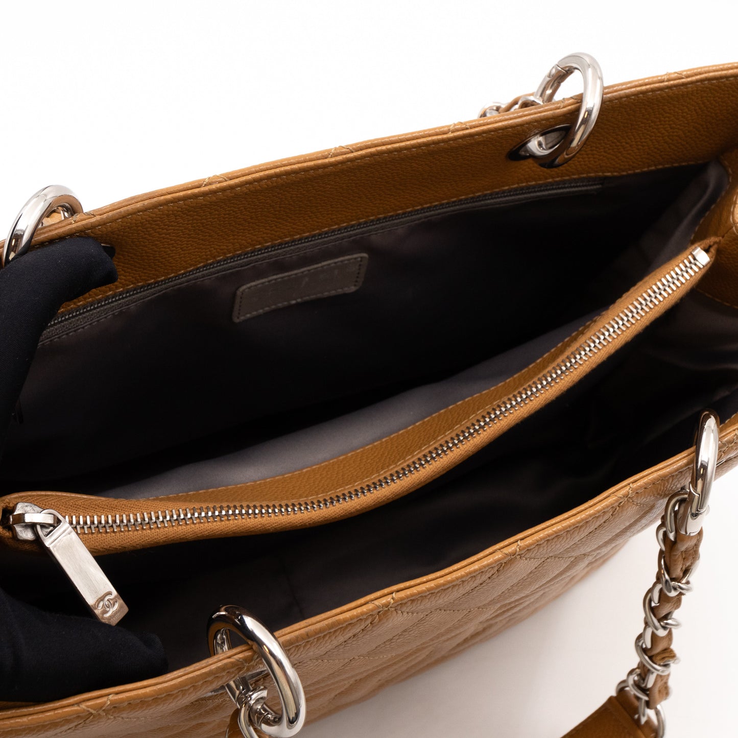 GST Grand Shopping Tote Dark Beige Caviar Silver