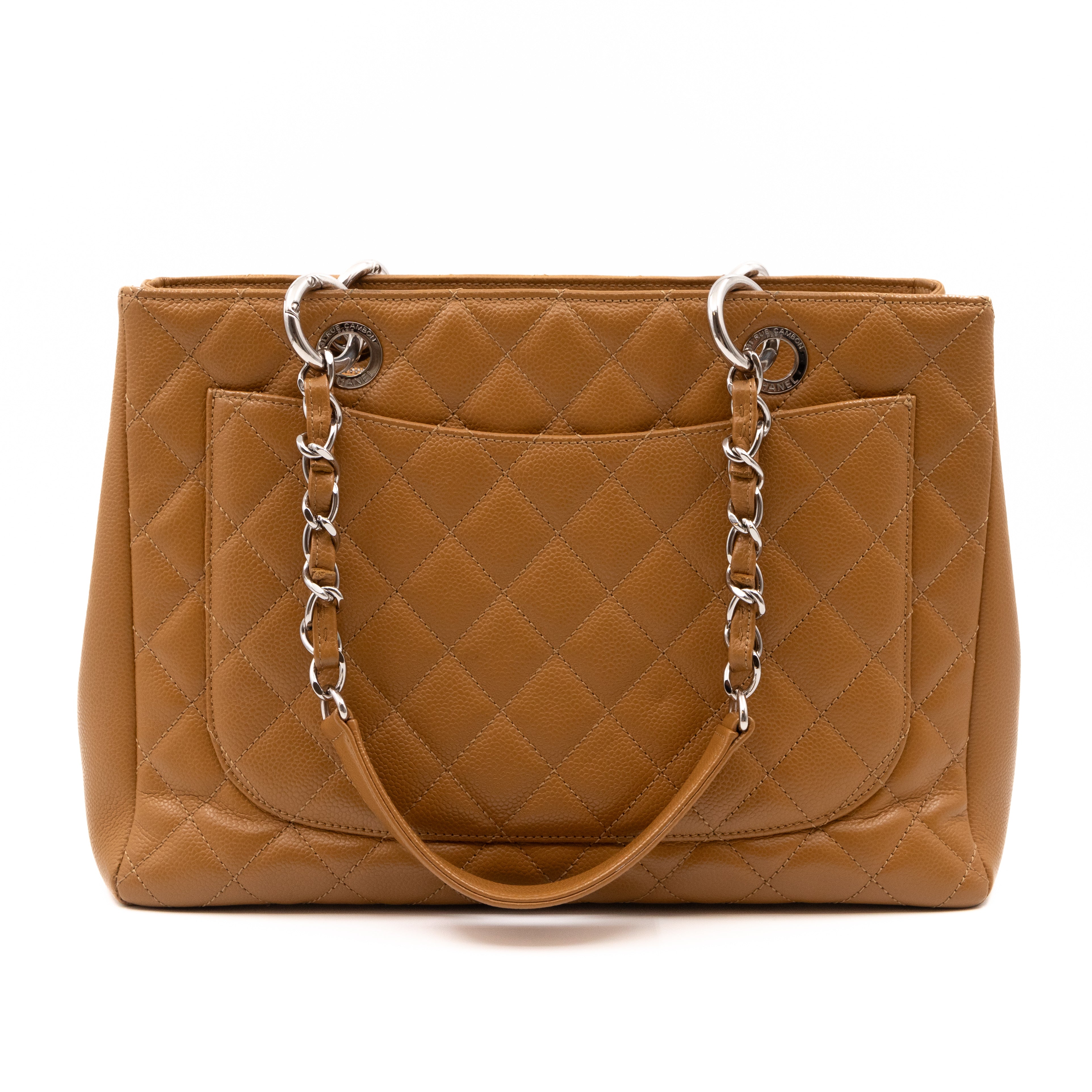 GST Grand Shopping Tote Dark Beige Caviar Silver