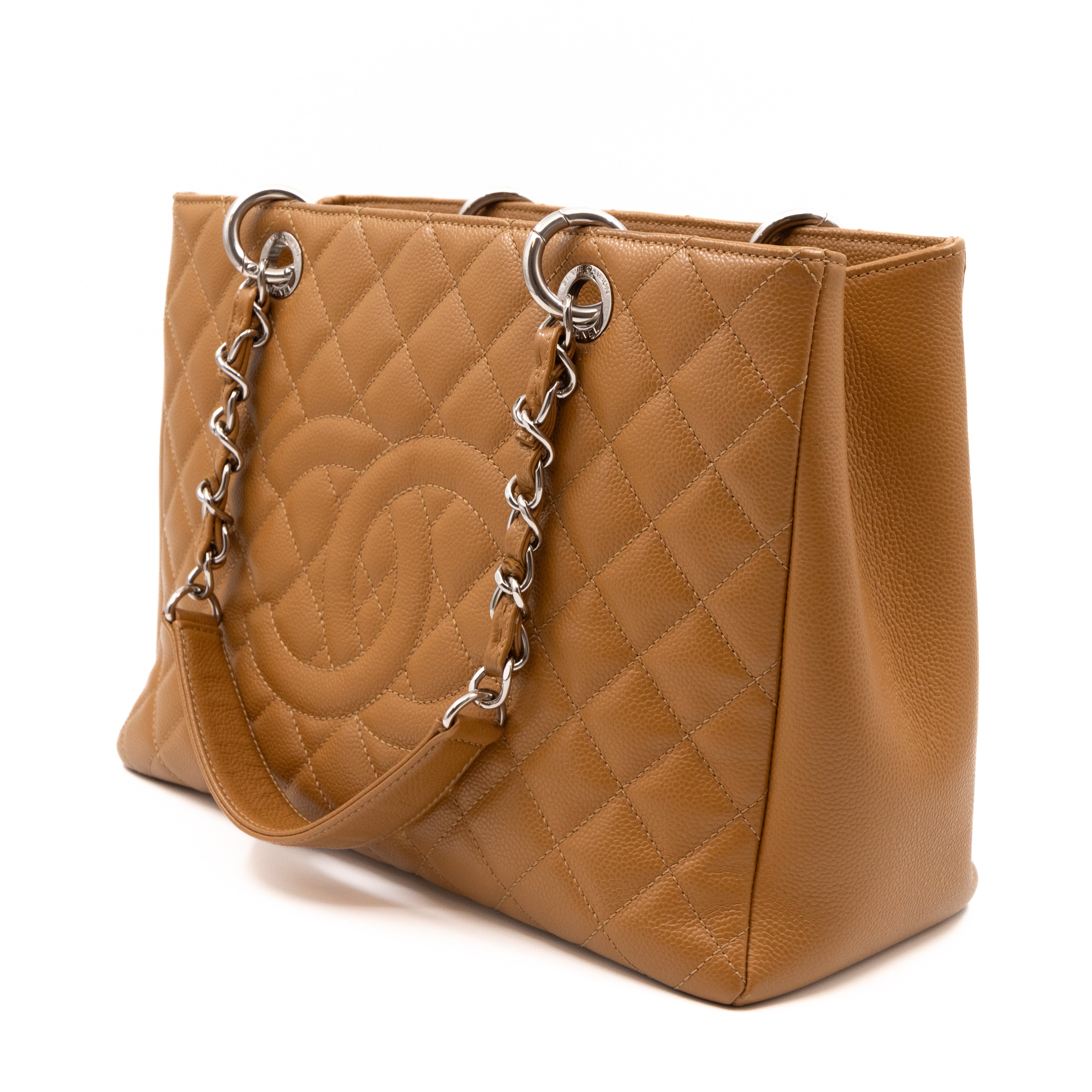 GST Grand Shopping Tote Dark Beige Caviar Silver