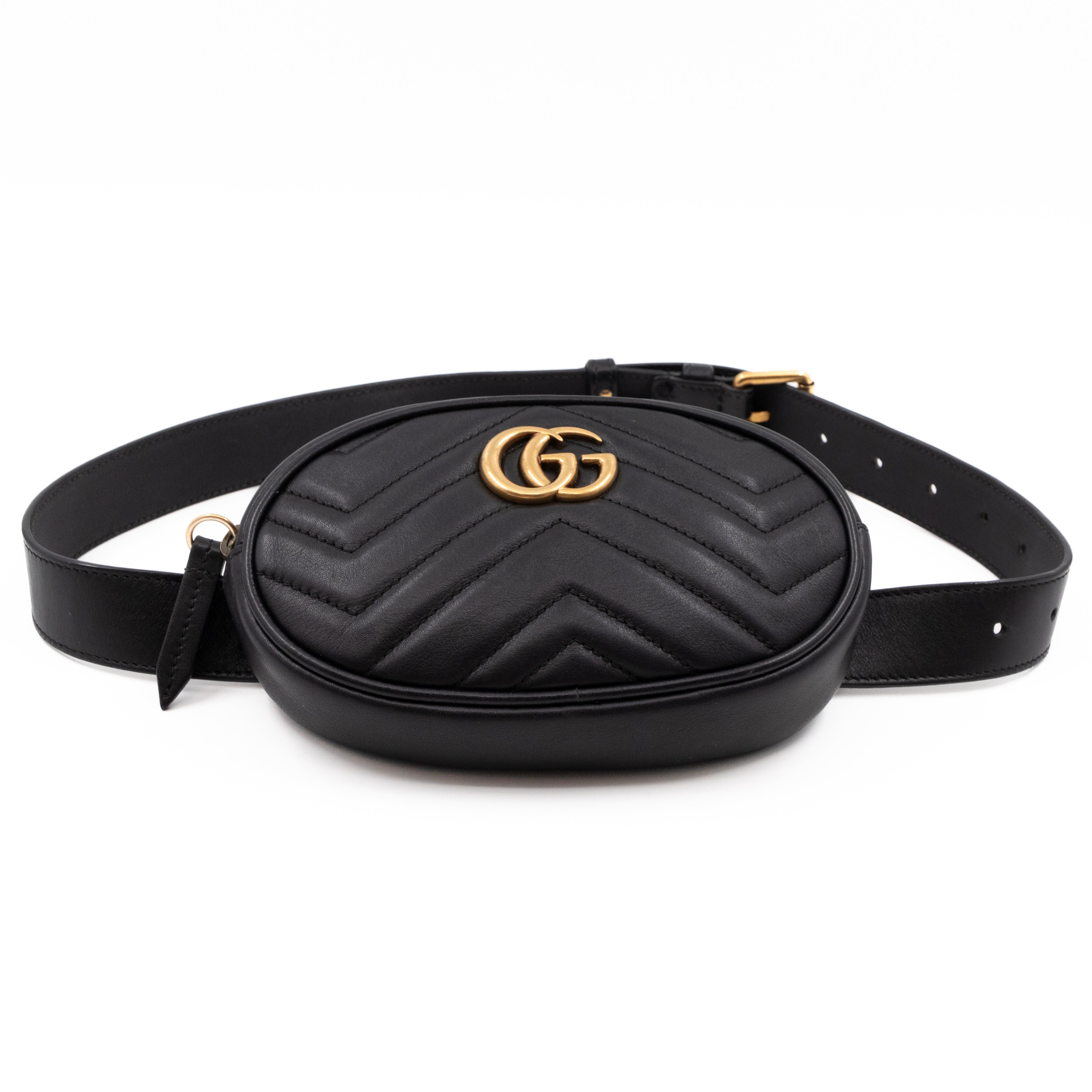 GG Marmont Matelasse Belt Bag Black Leather