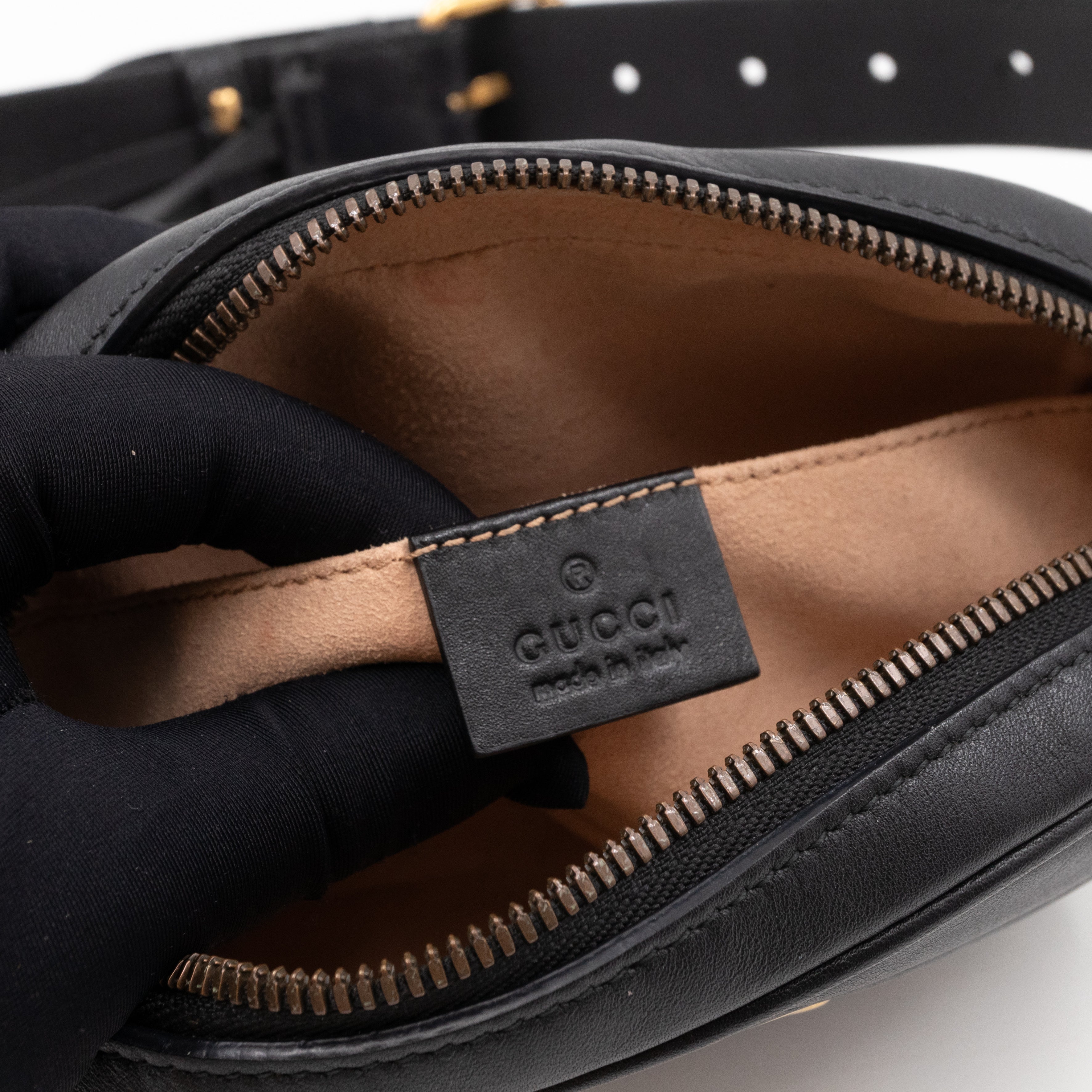 GG Marmont Matelasse Belt Bag Black Leather