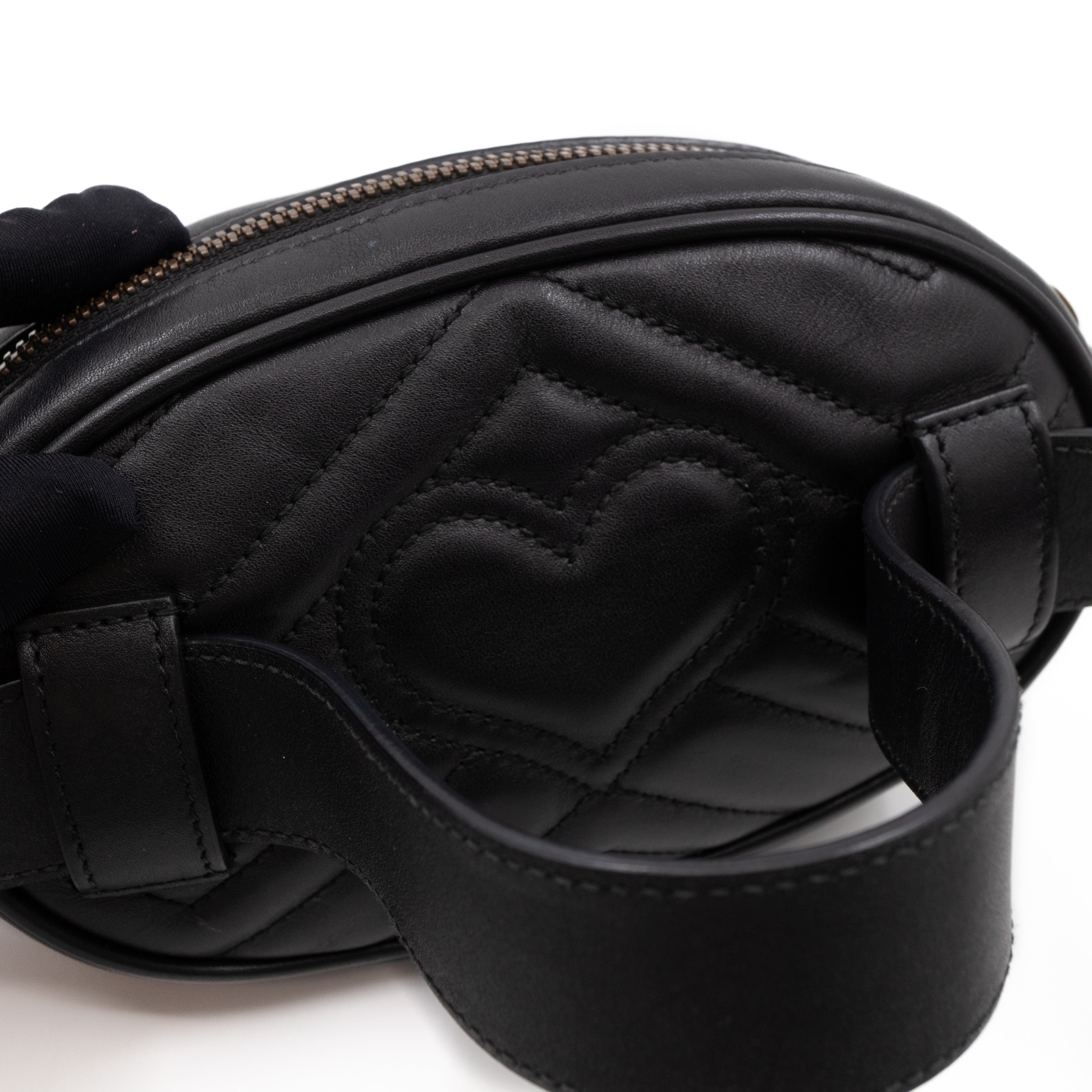 GG Marmont Matelasse Belt Bag Black Leather