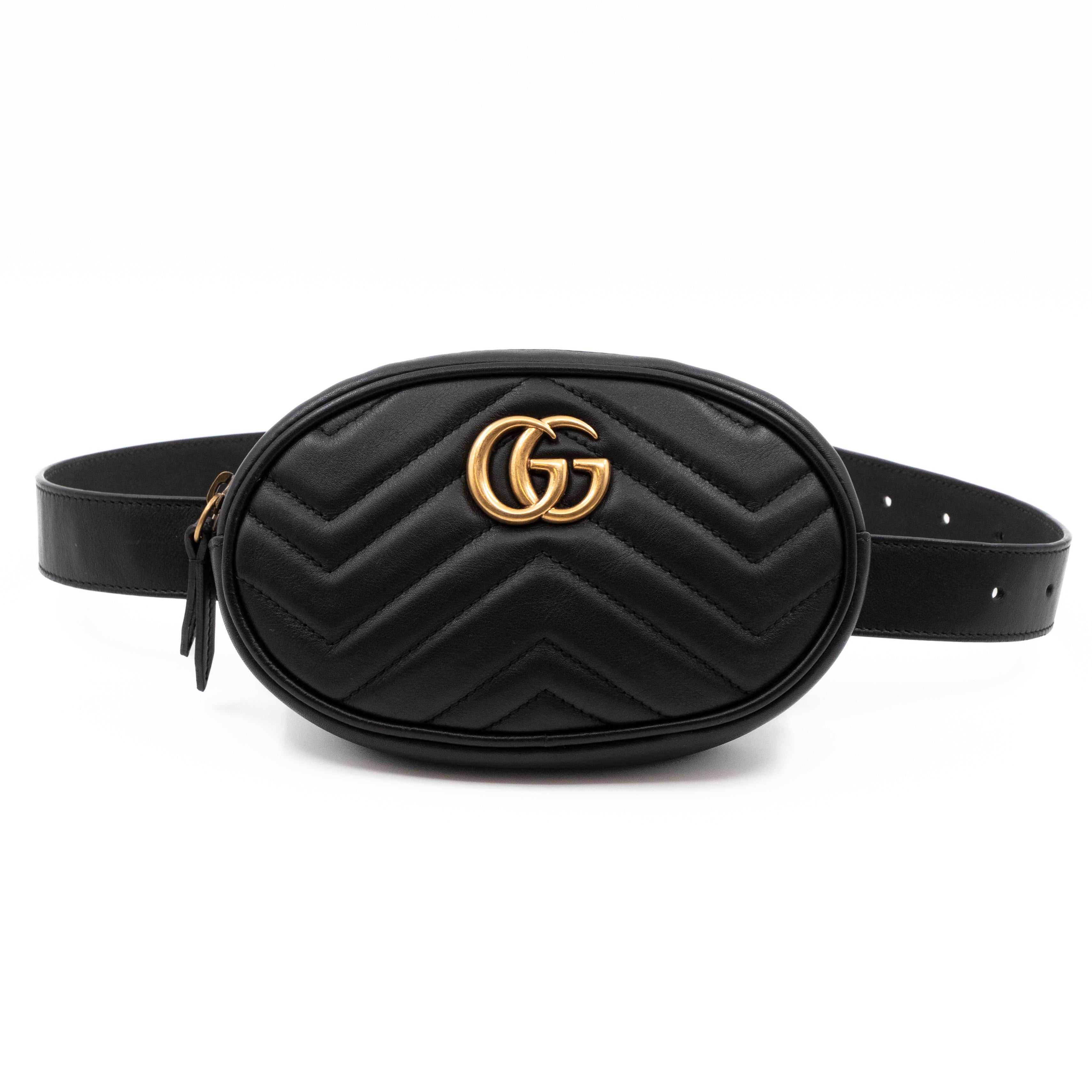 GG Marmont Matelasse Belt Bag Black Leather