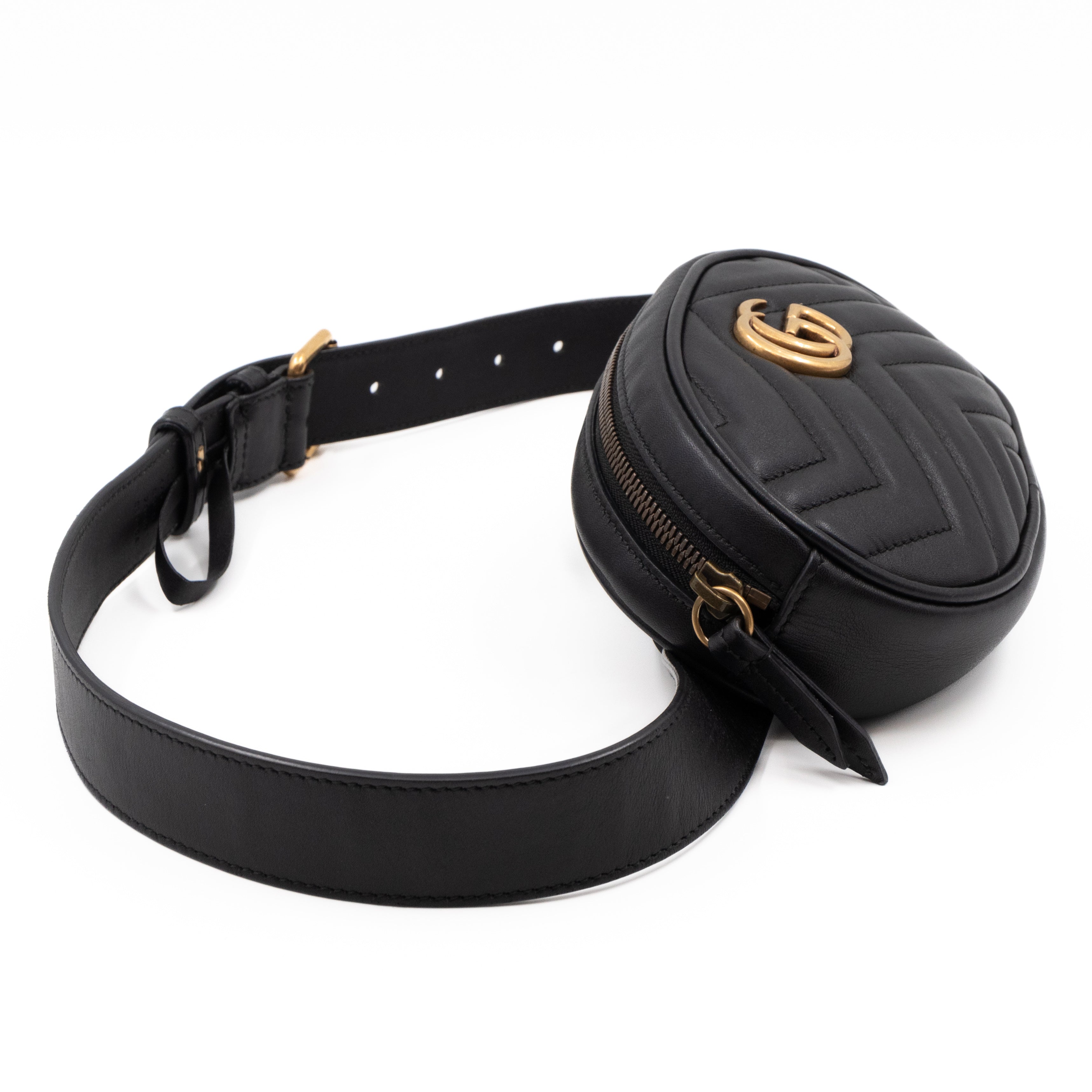 GG Marmont Matelasse Belt Bag Black Leather