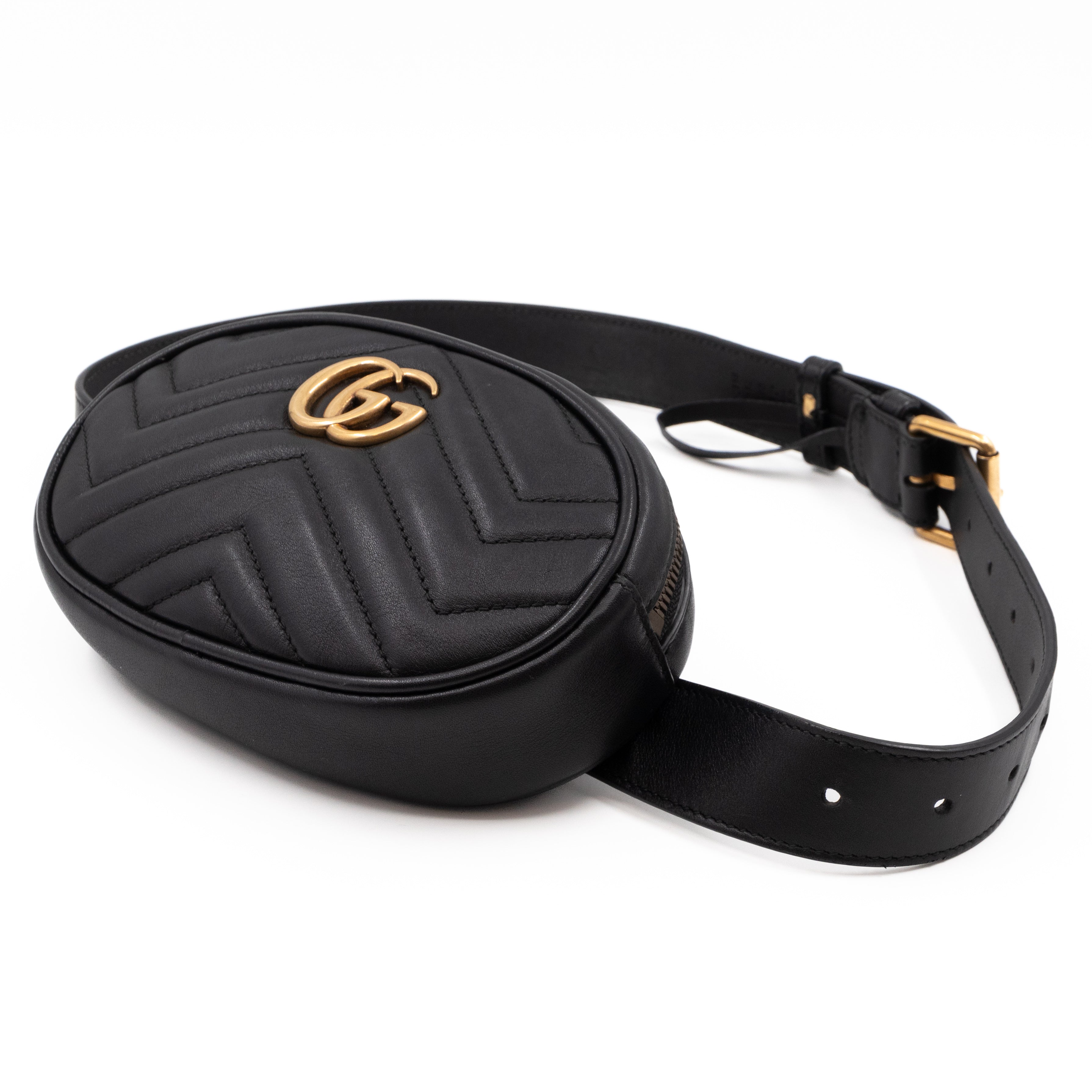 GG Marmont Matelasse Belt Bag Black Leather