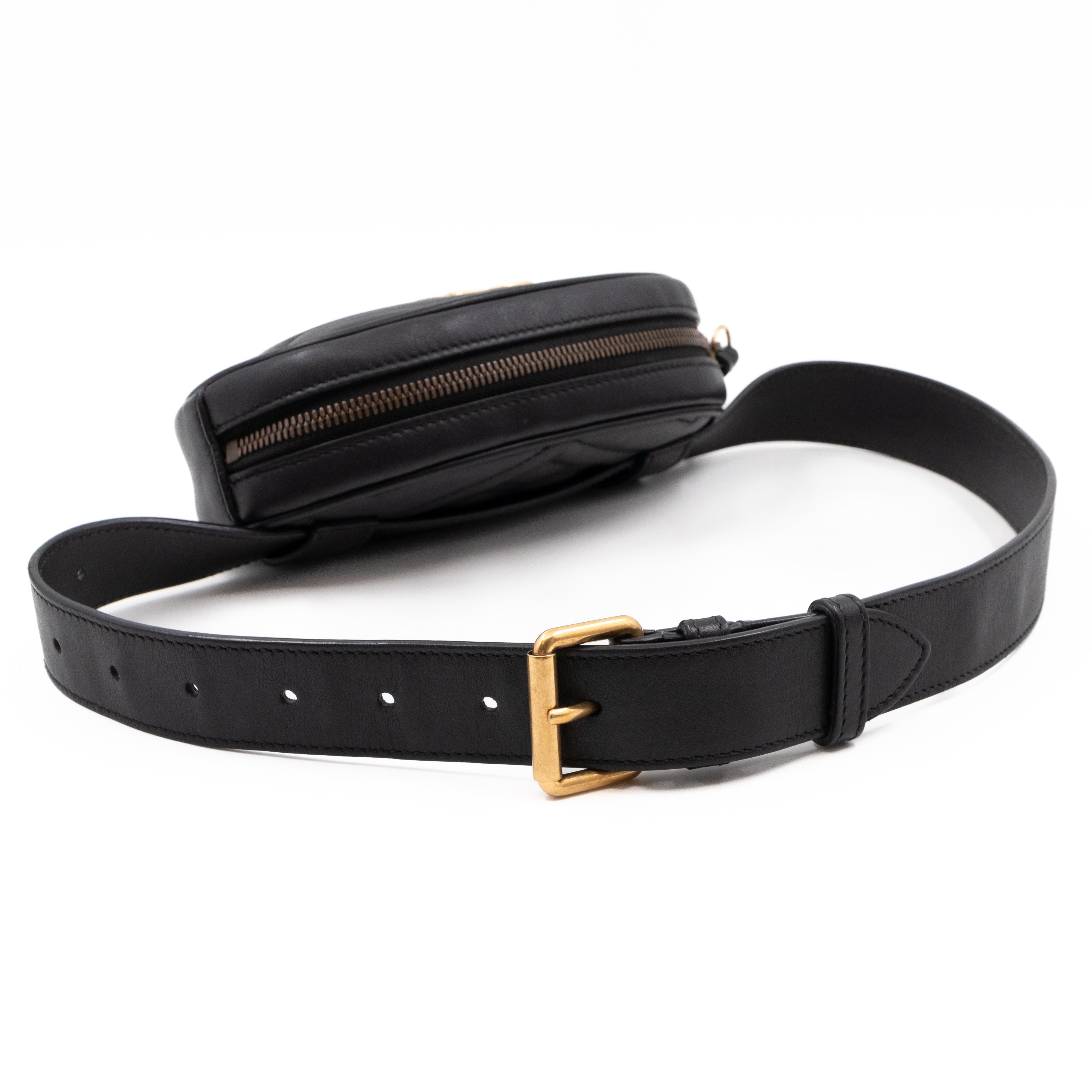 GG Marmont Matelasse Belt Bag Black Leather