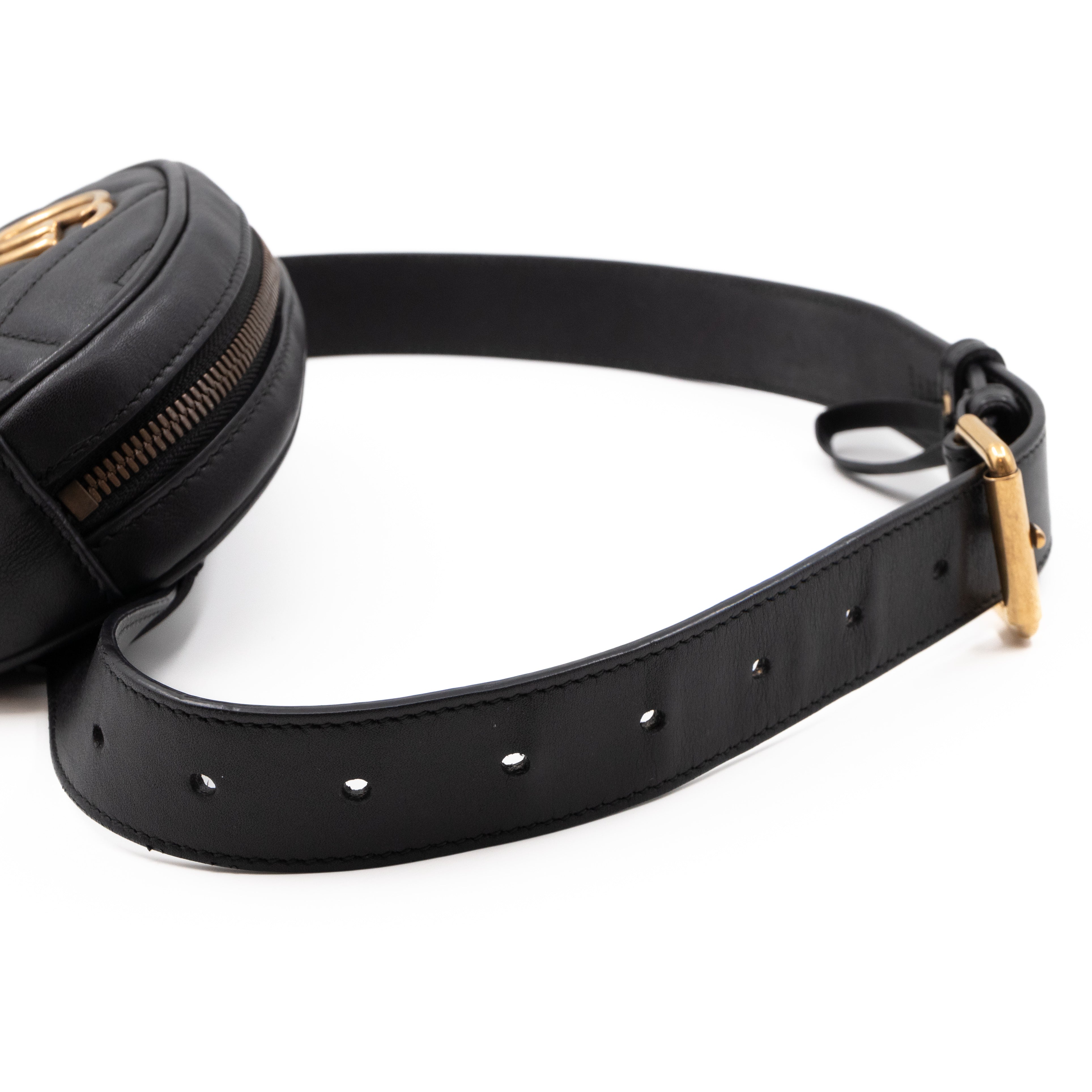 GG Marmont Matelasse Belt Bag Black Leather