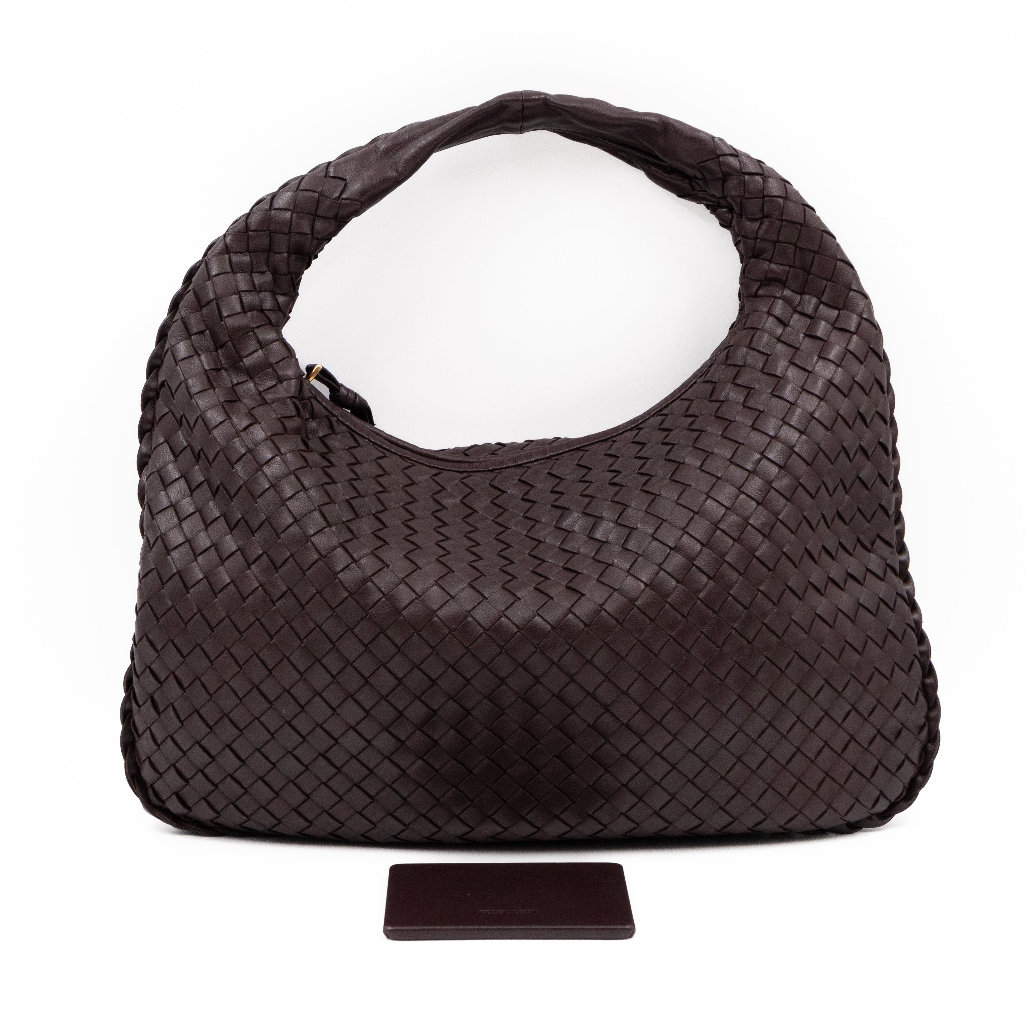 Veneta Hobo Bag Small Intrecciato Brown Leather