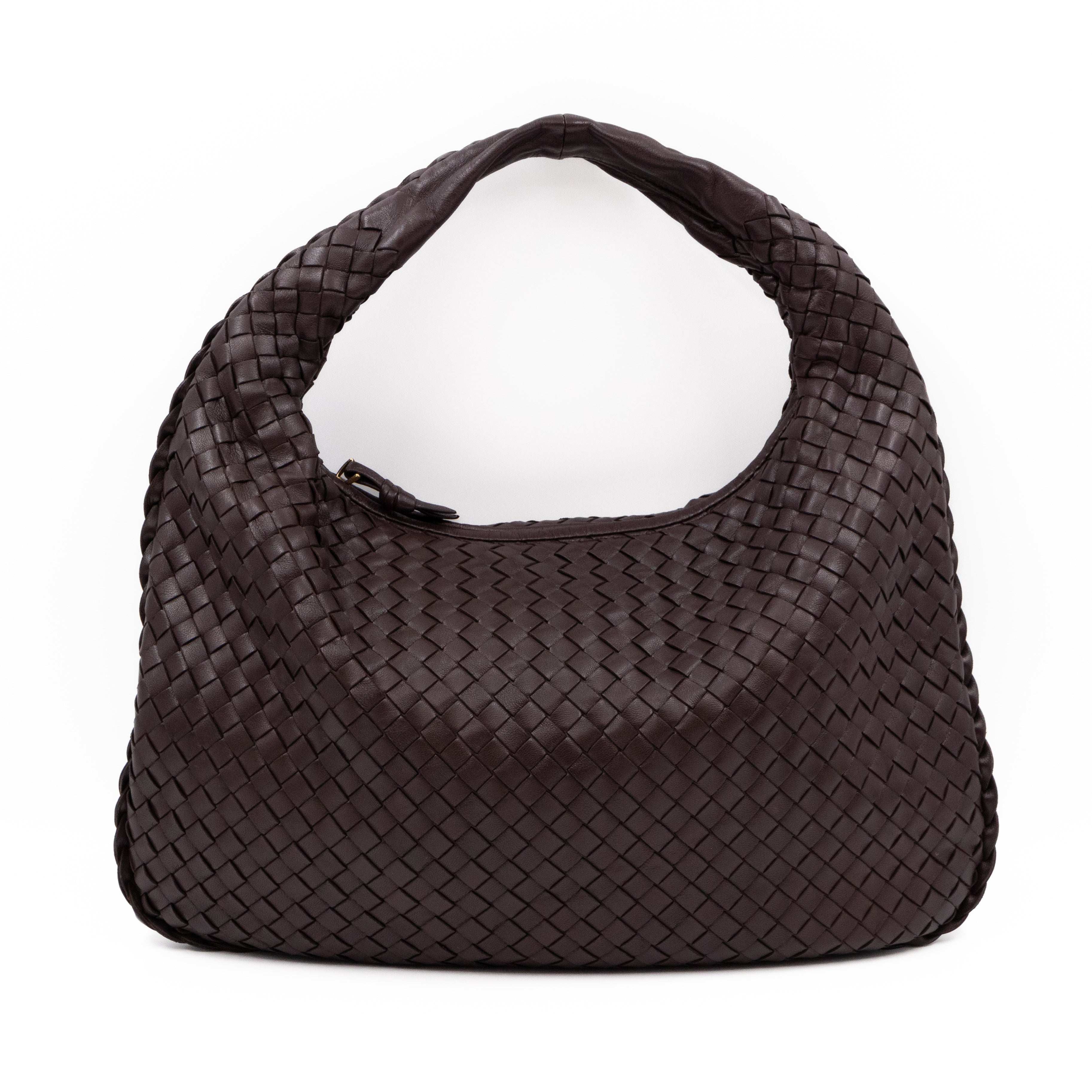 Veneta Hobo Bag Small Intrecciato Brown Leather