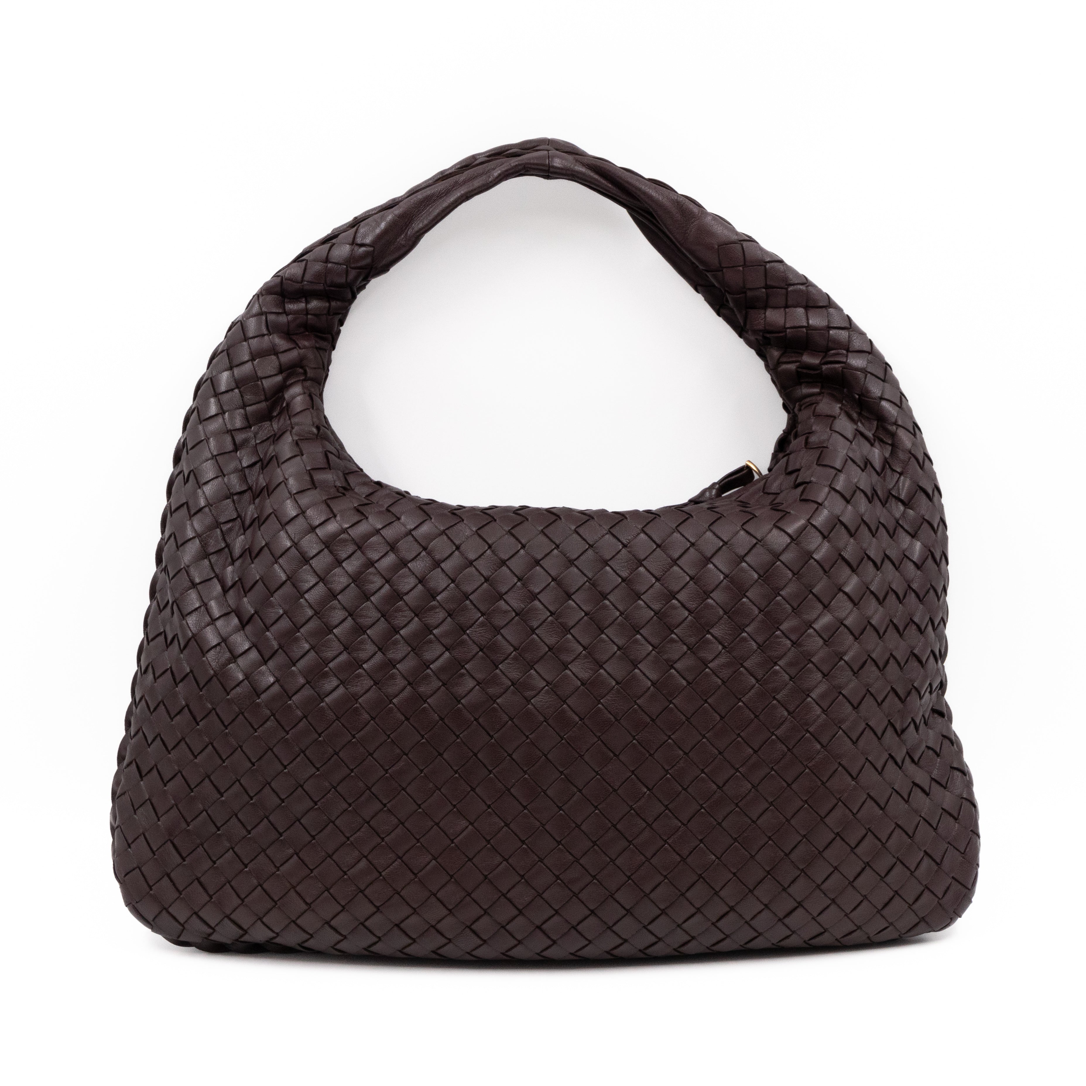 Veneta Hobo Bag Small Intrecciato Brown Leather