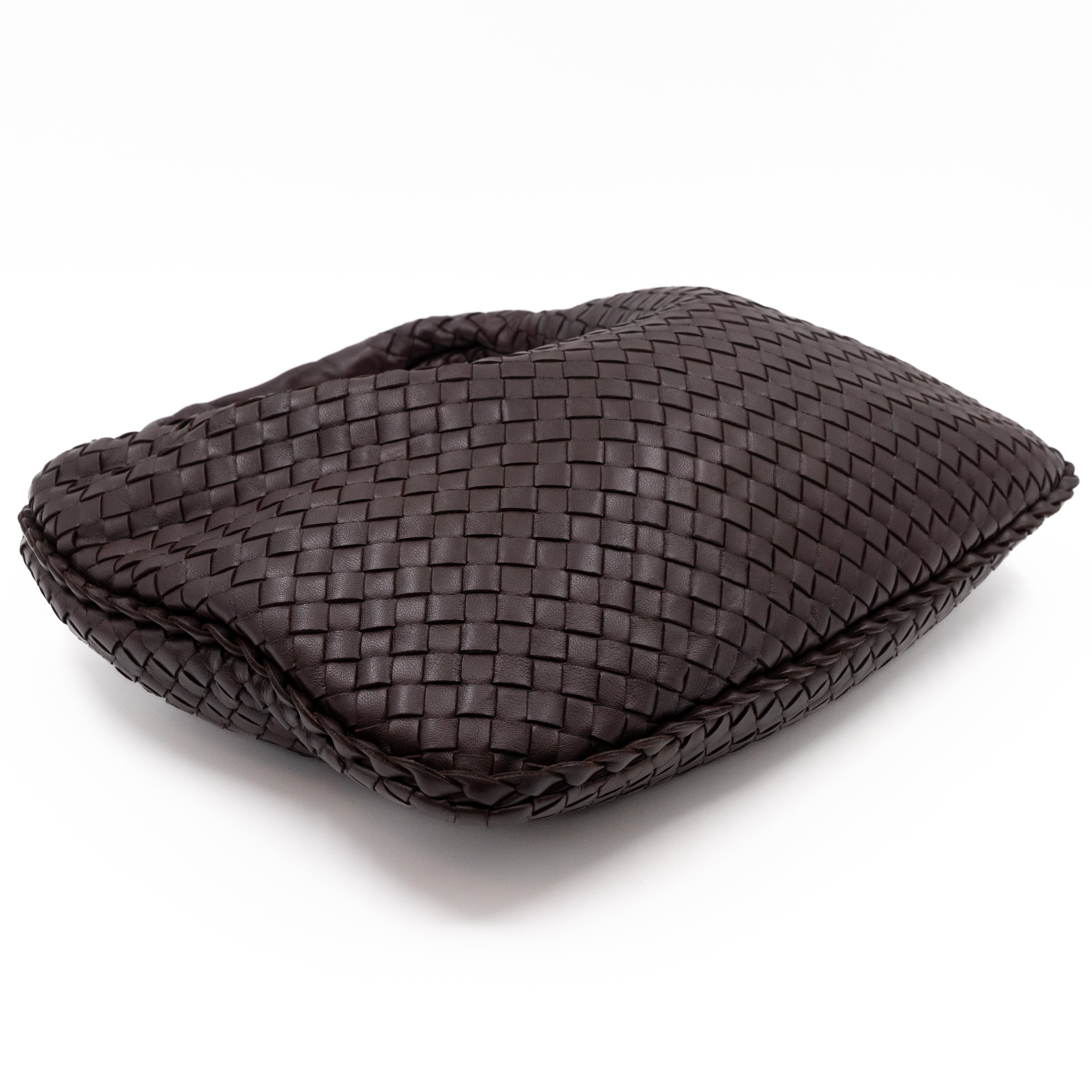 Veneta Hobo Bag Small Intrecciato Brown Leather