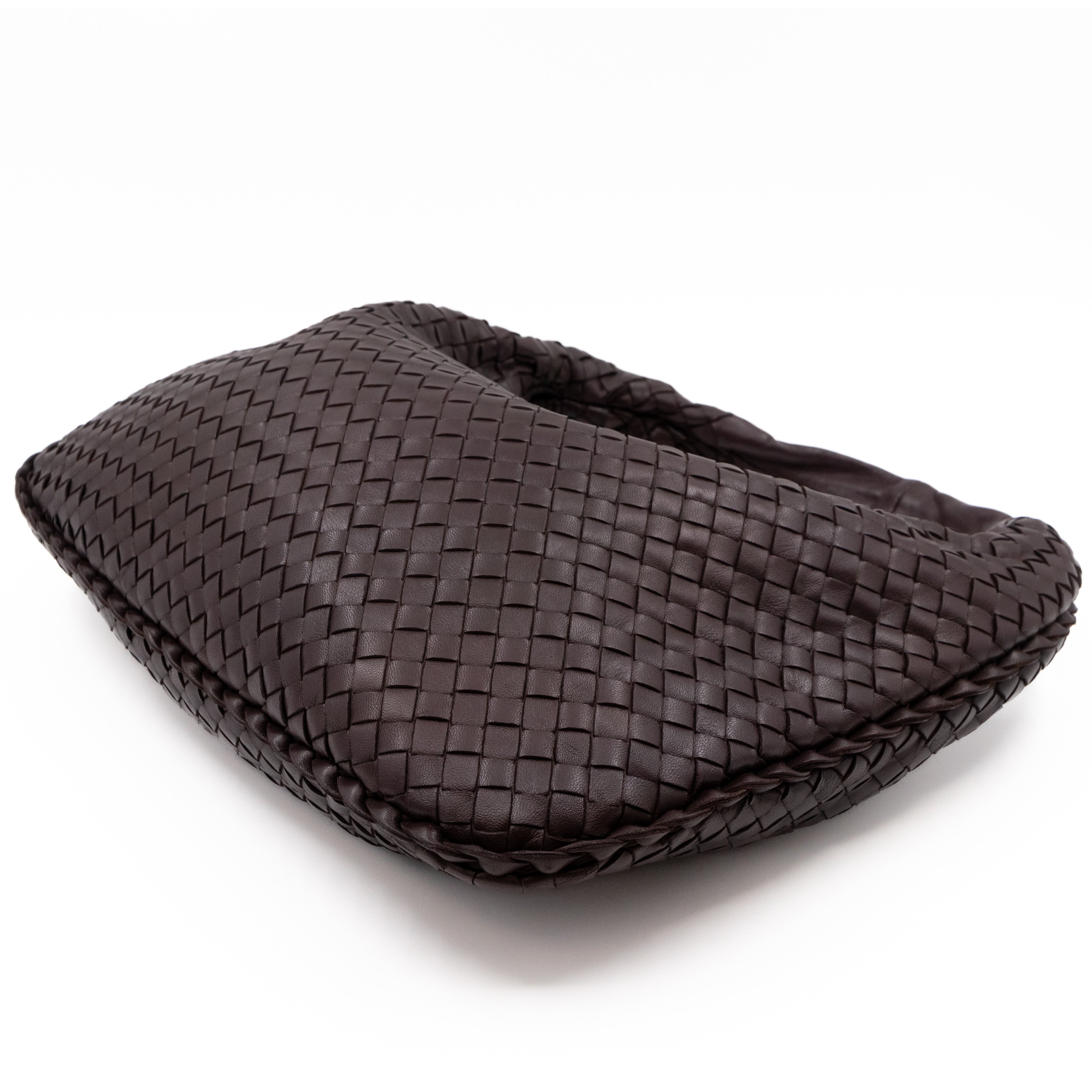 Veneta Hobo Bag Small Intrecciato Brown Leather