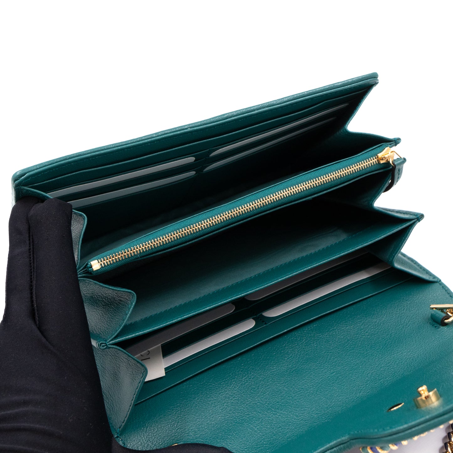 GG Marmont Diagonal Matelassé Chain Wallet Blue Leather