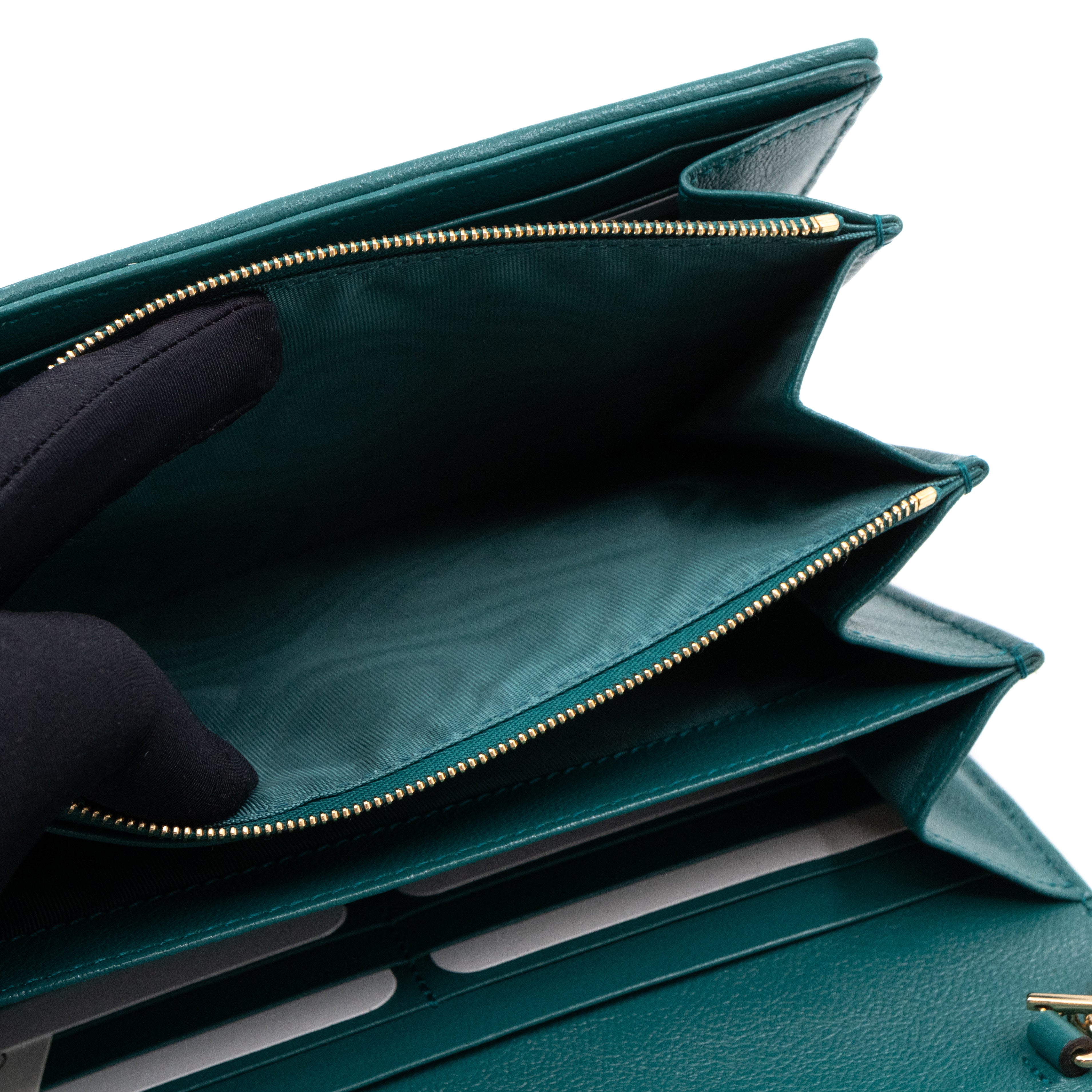 GG Marmont Flap Diagonal Matelassé Chain Wallet Blue Leather