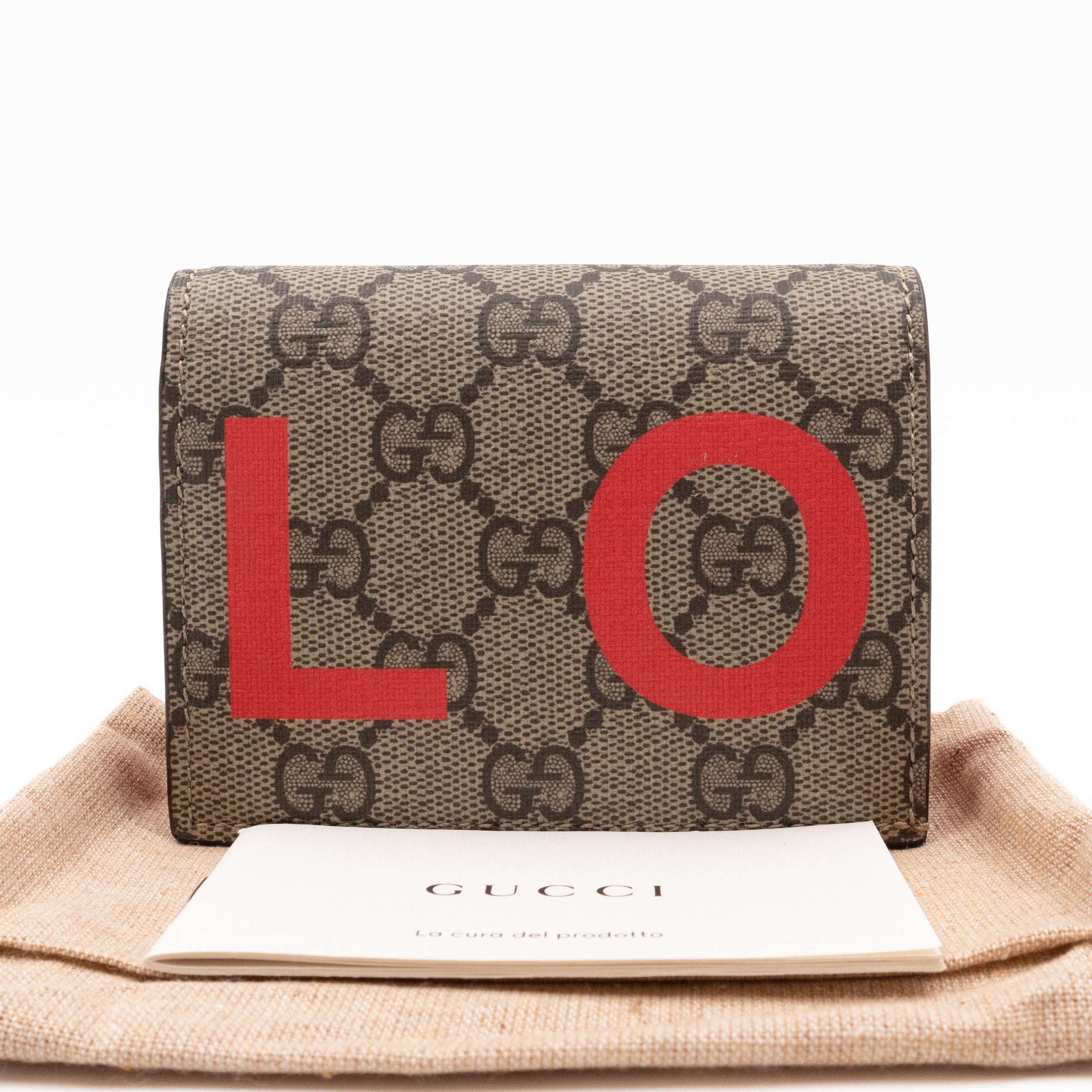 LOVE Card Case Flap Wallet GG Supreme Canvas Red
