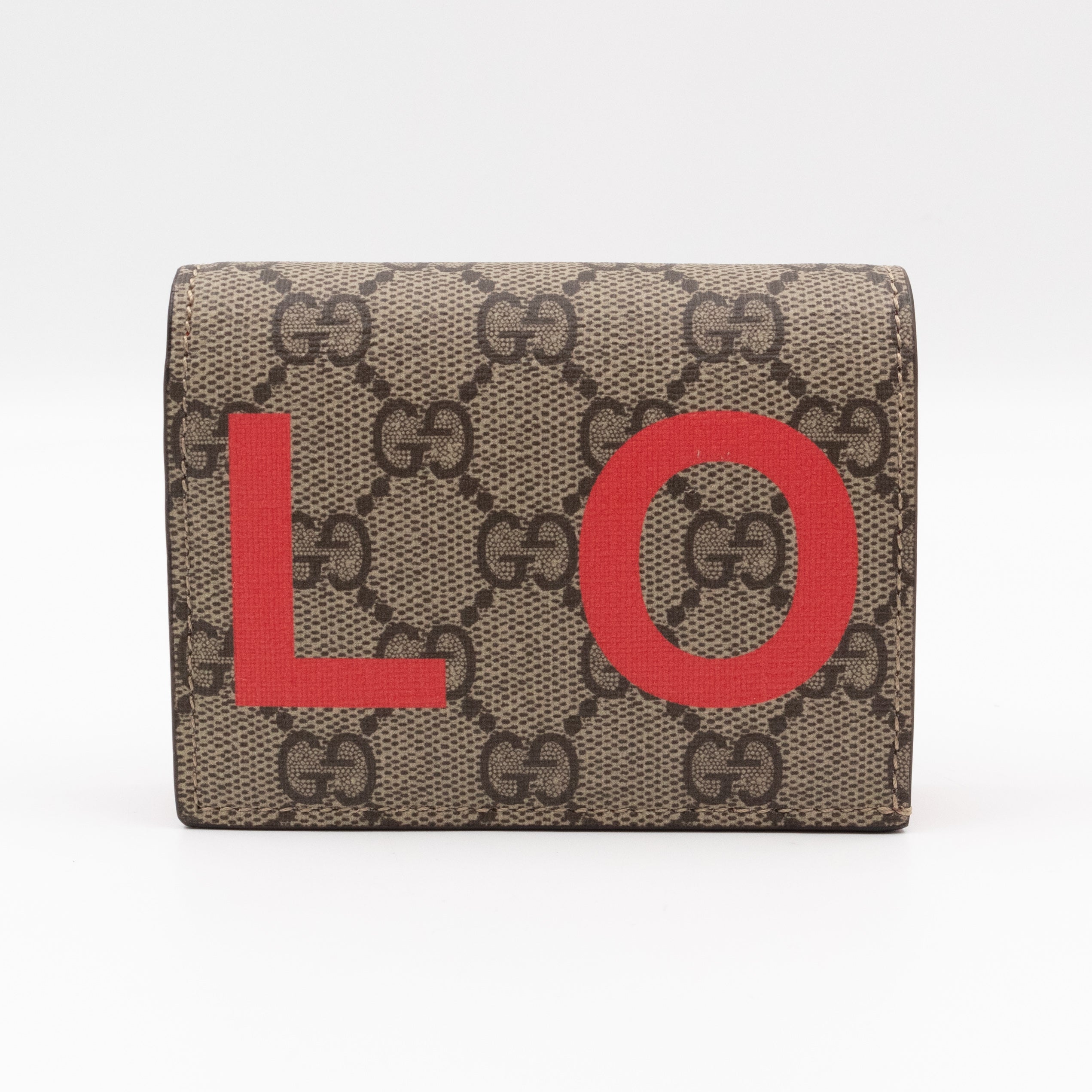 LOVE Card Case Flap Wallet GG Supreme Canvas Red