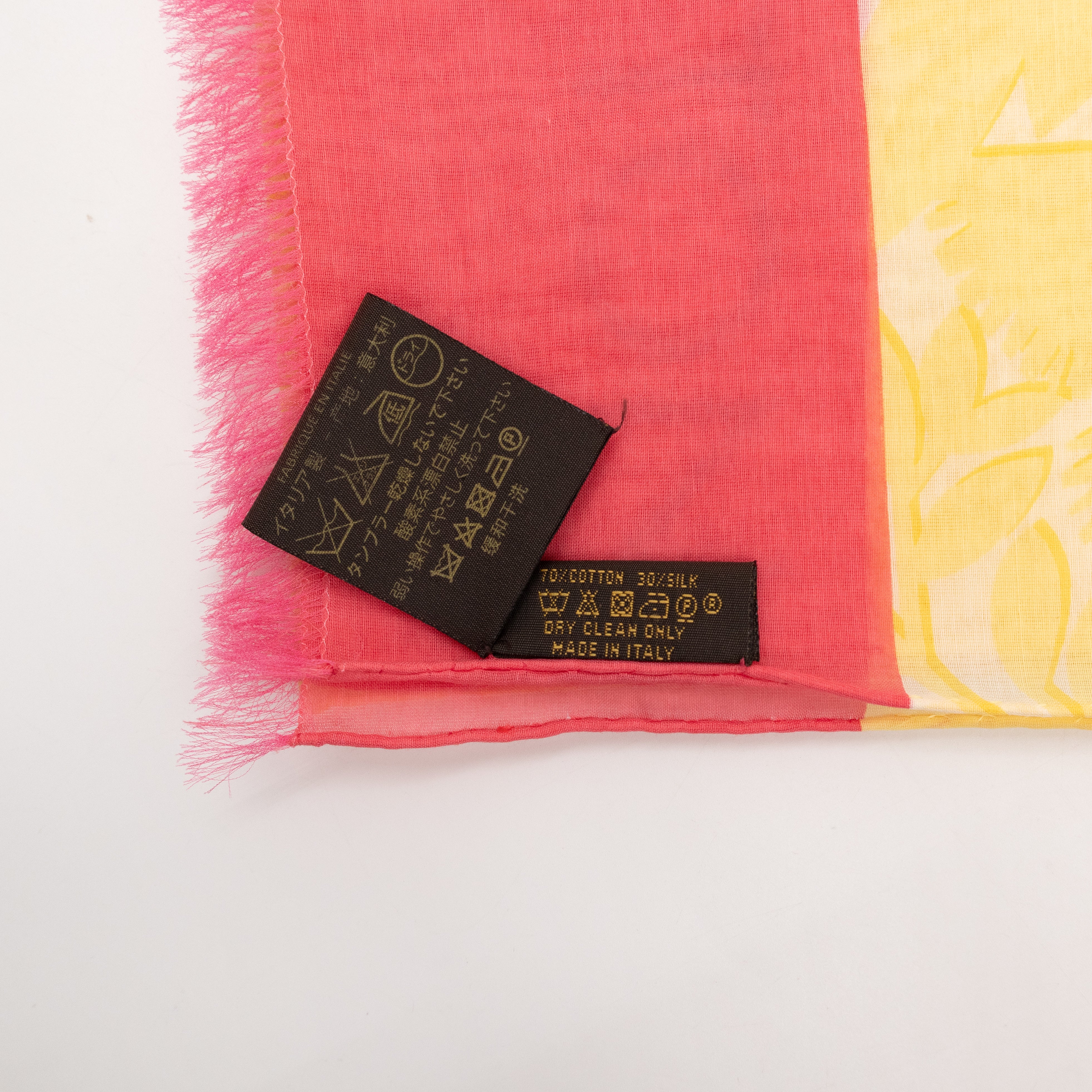 Tropical Flower Pareo Scarf Yellow & Pink