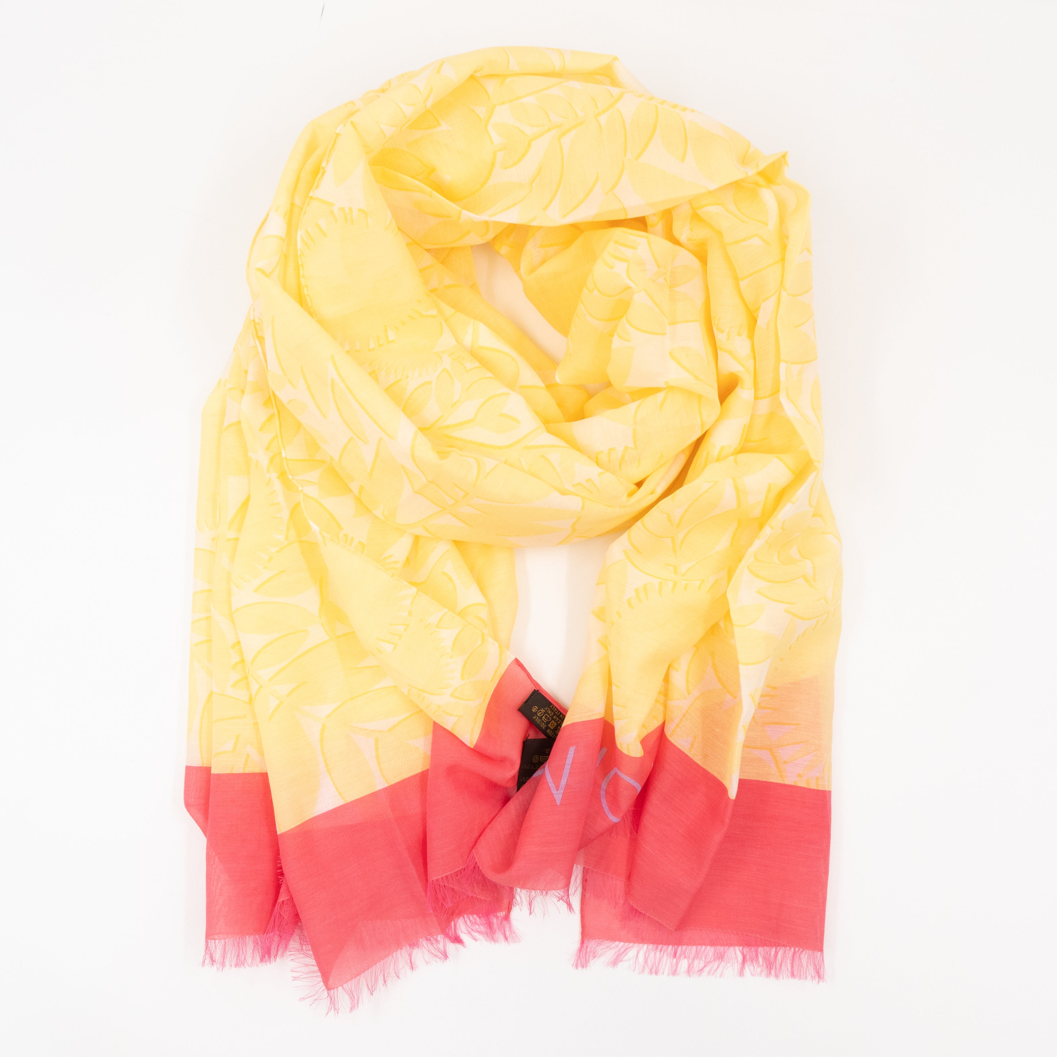 Tropical Flower Pareo Scarf Yellow & Pink