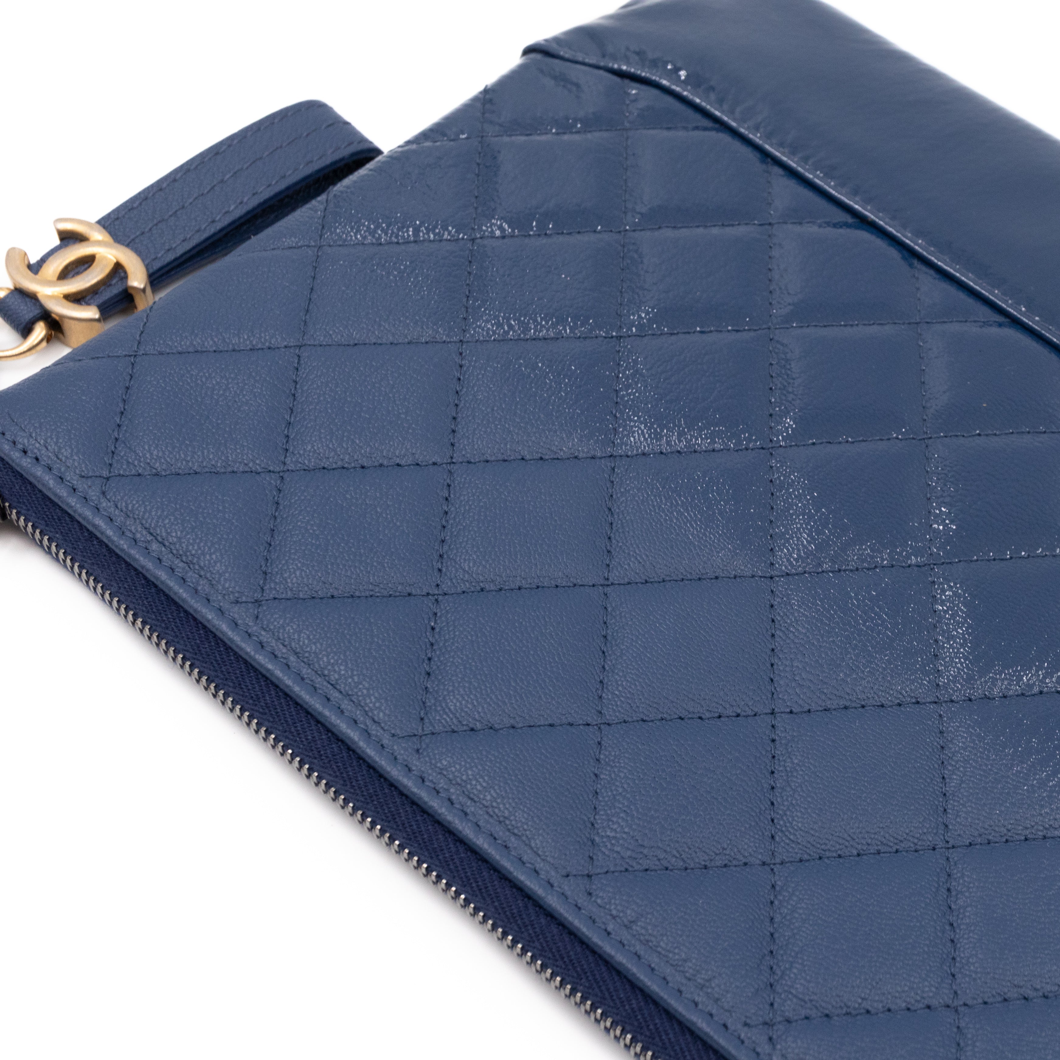 Gabrielle O Case Large Pouch Navy Leather