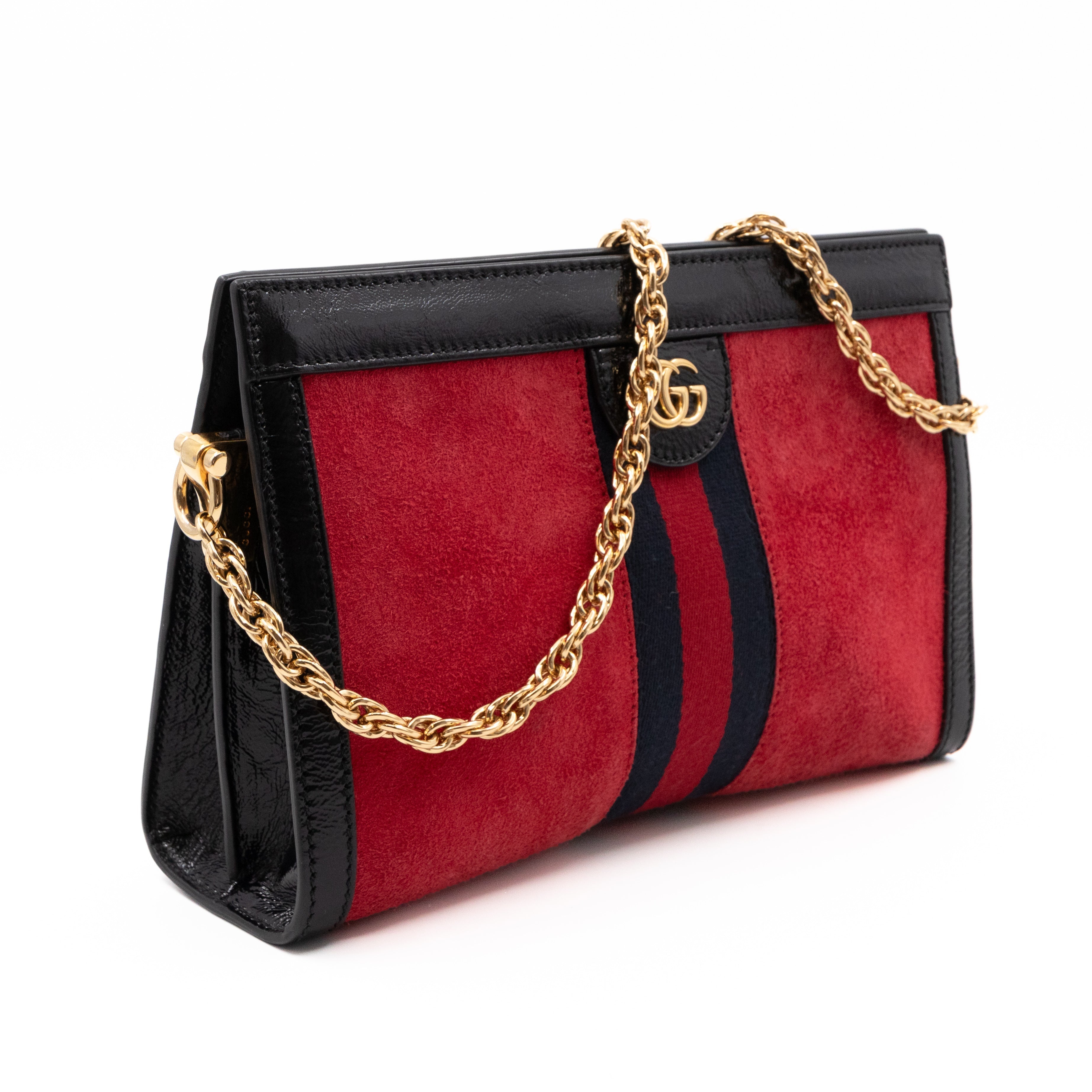 Ophidia GG Small Shoulder Bag Red Suede