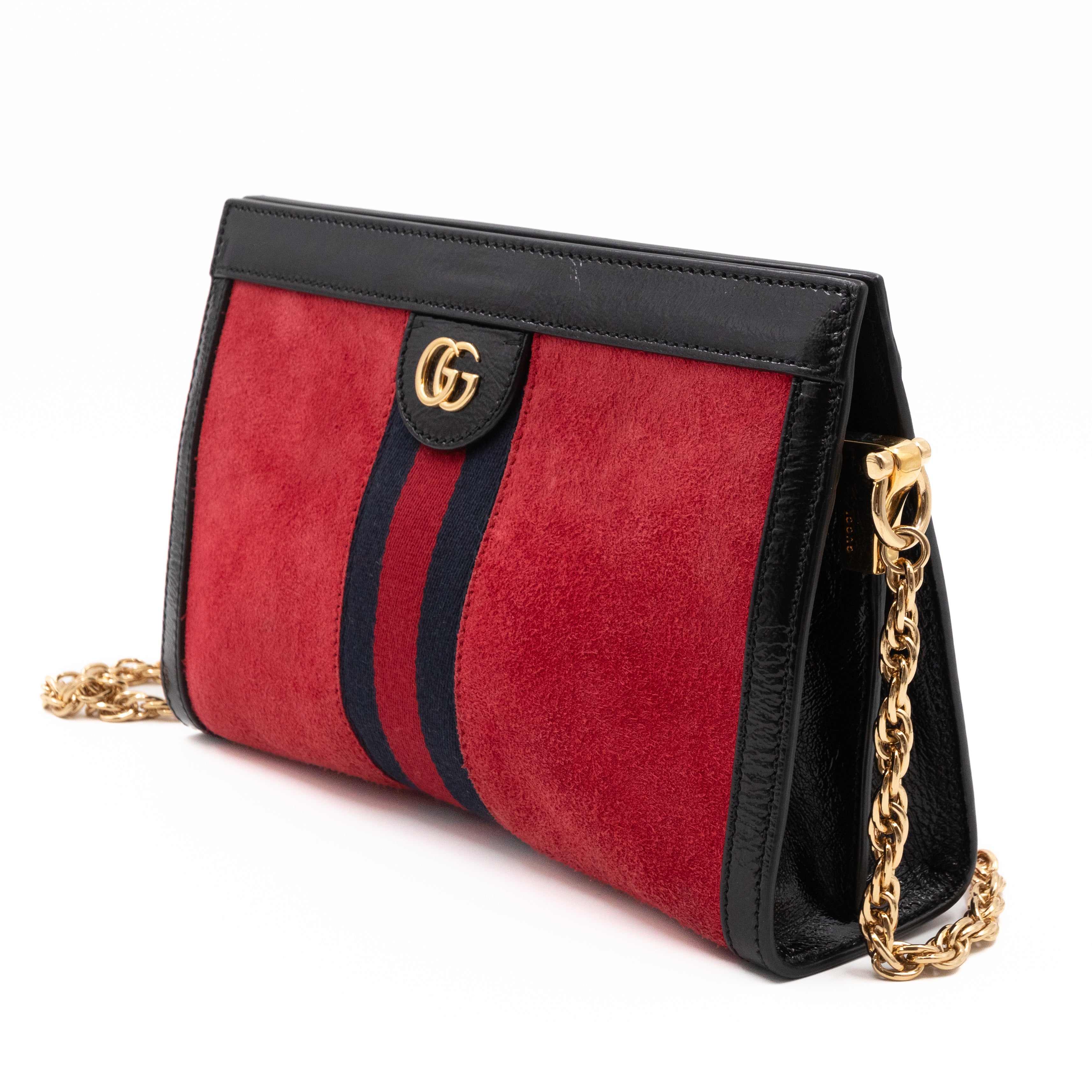 Ophidia GG Small Shoulder Bag Red Suede