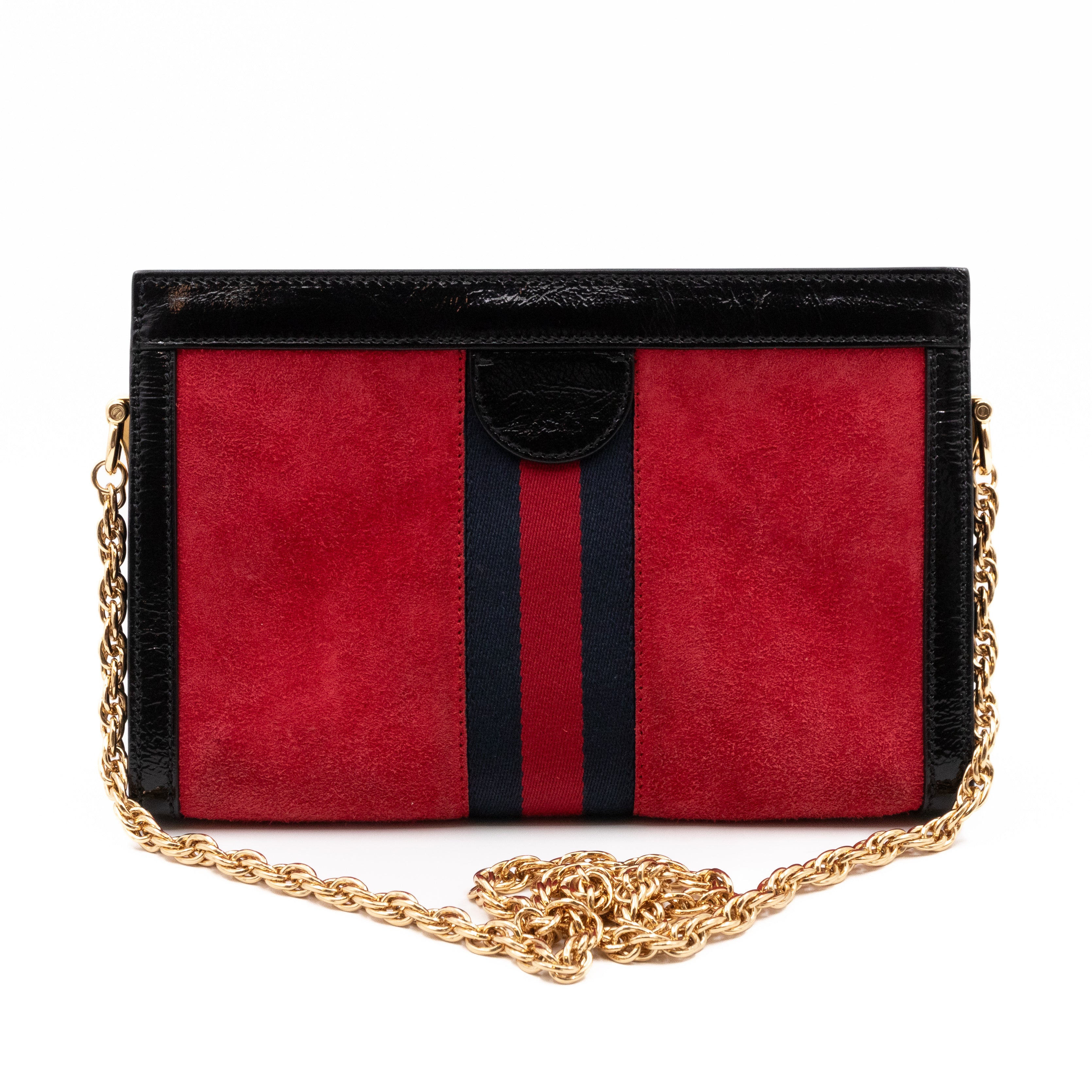 Ophidia GG Small Shoulder Bag Red Suede